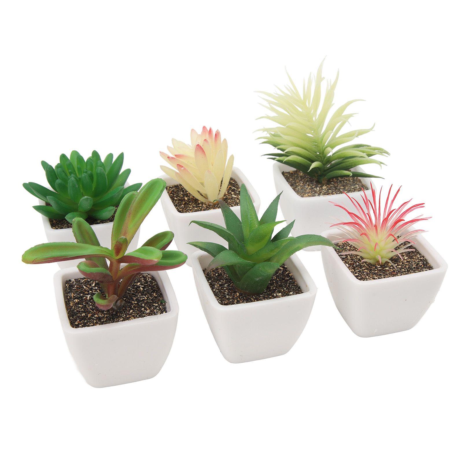 6PCS Potted Artificial Succulents Artificial Plants in Pots Plastic Fake Home Plant Decor for Living Room Office - Image 3
