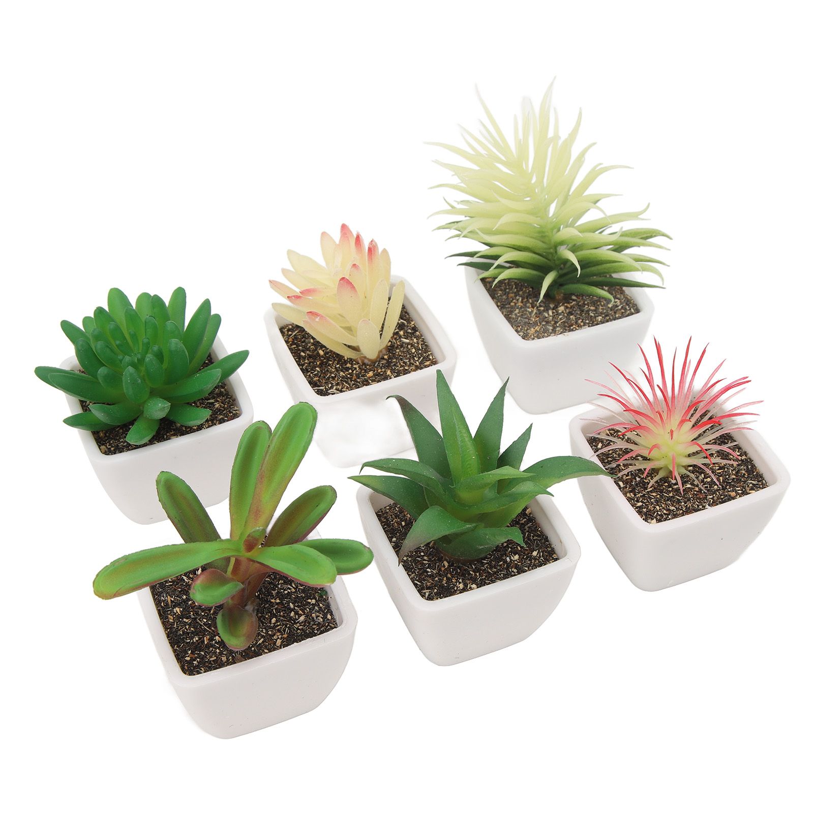 6PCS Potted Artificial Succulents Artificial Plants in Pots Plastic Fake Home Plant Decor for Living Room Office - Image 4