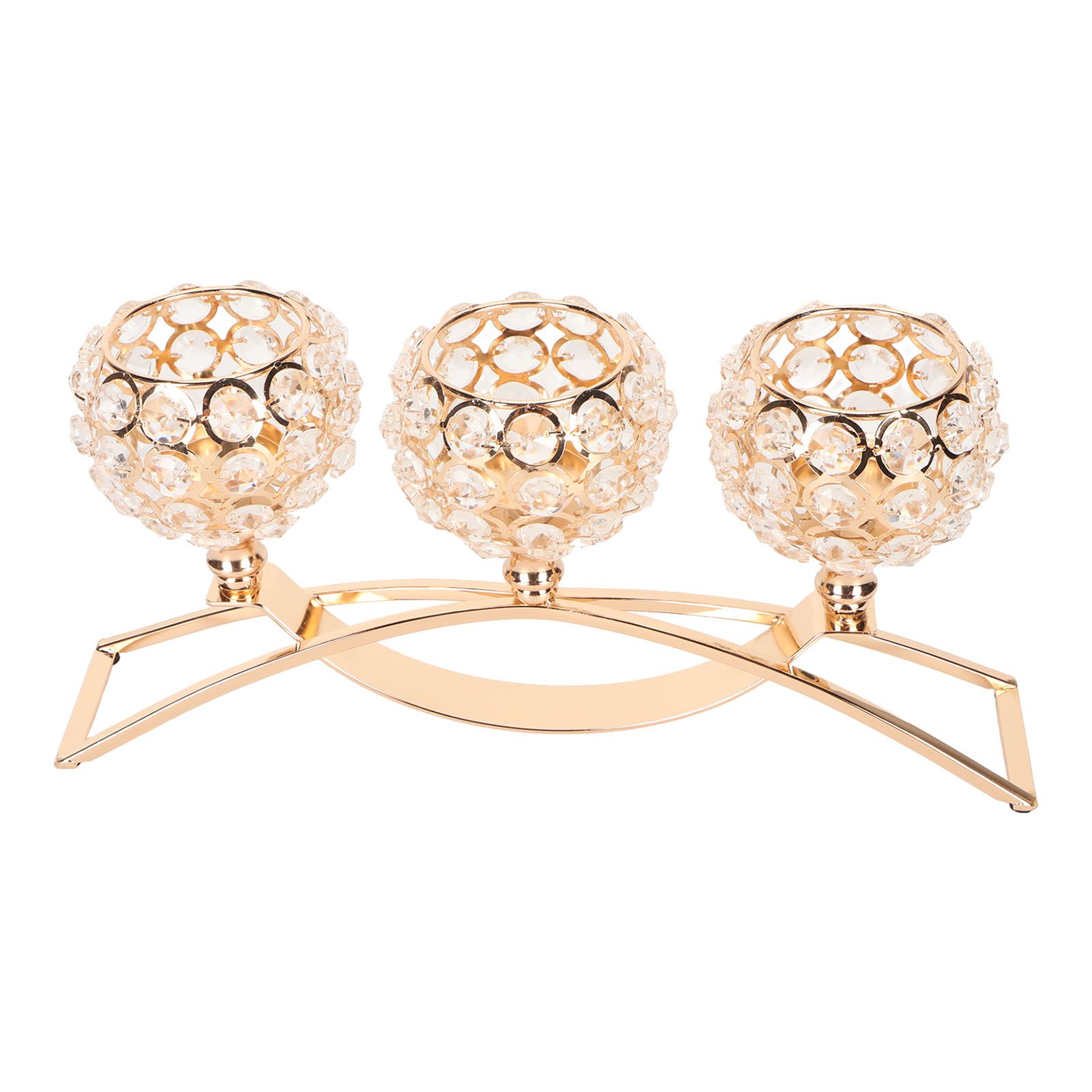 Crystal Candle Holder 3 Heads Windproof European Style Stable Durable Gold Candle Holder for Wedding Party New Year - Image 1