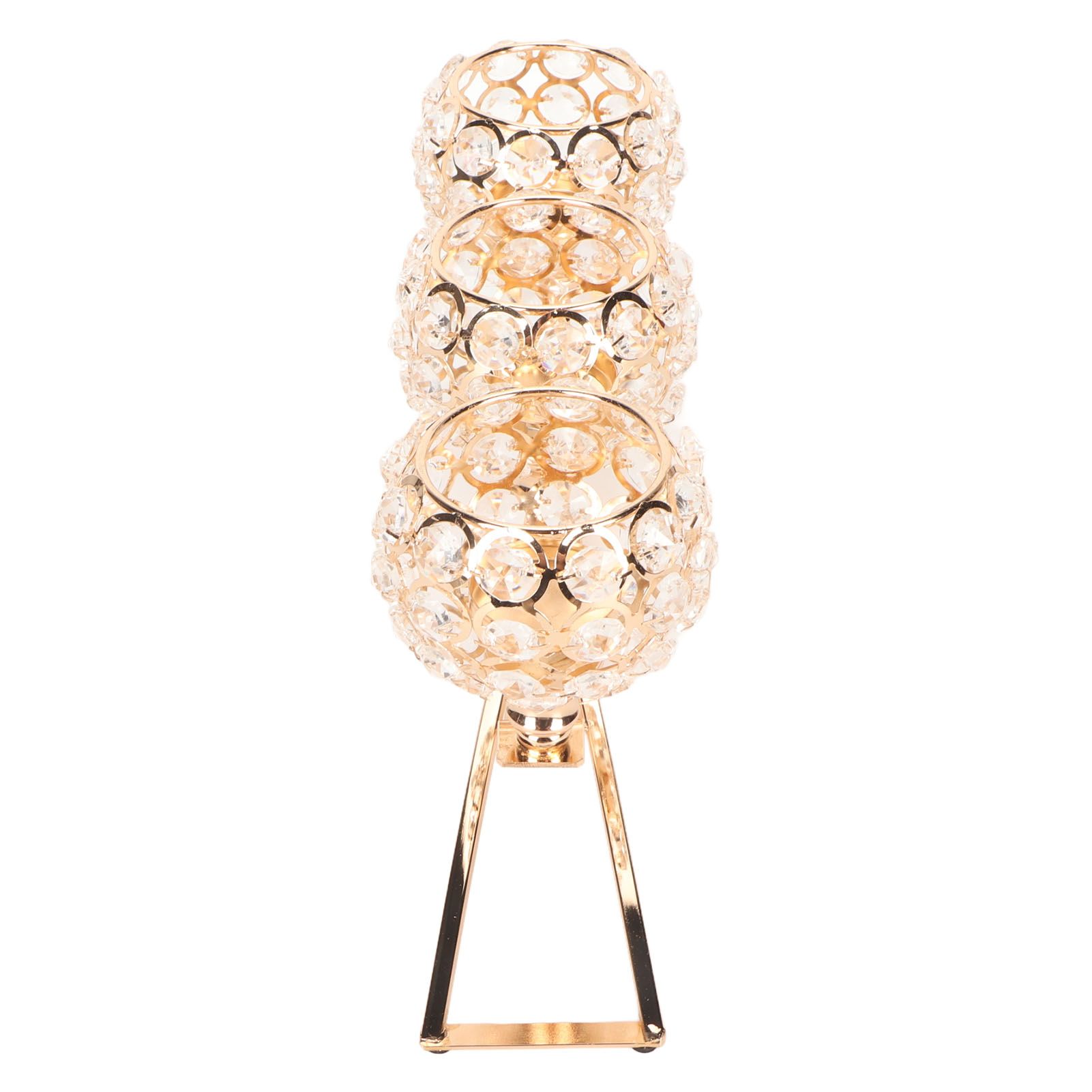 Crystal Candle Holder 3 Heads Windproof European Style Stable Durable Gold Candle Holder for Wedding Party New Year - Image 3