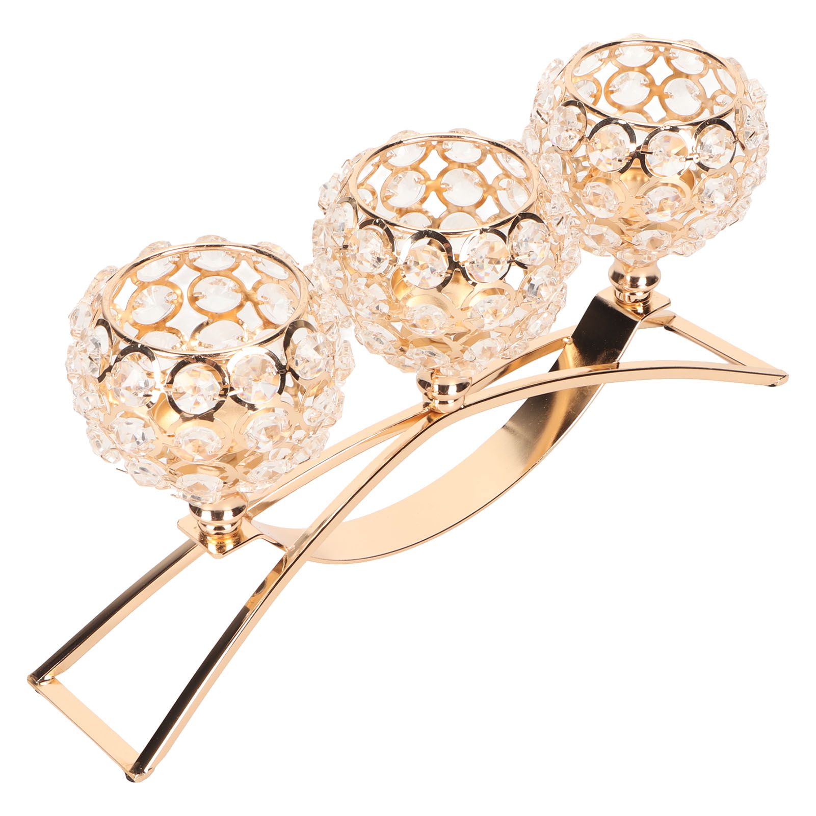 Crystal Candle Holder 3 Heads Windproof European Style Stable Durable Gold Candle Holder for Wedding Party New Year - Image 4