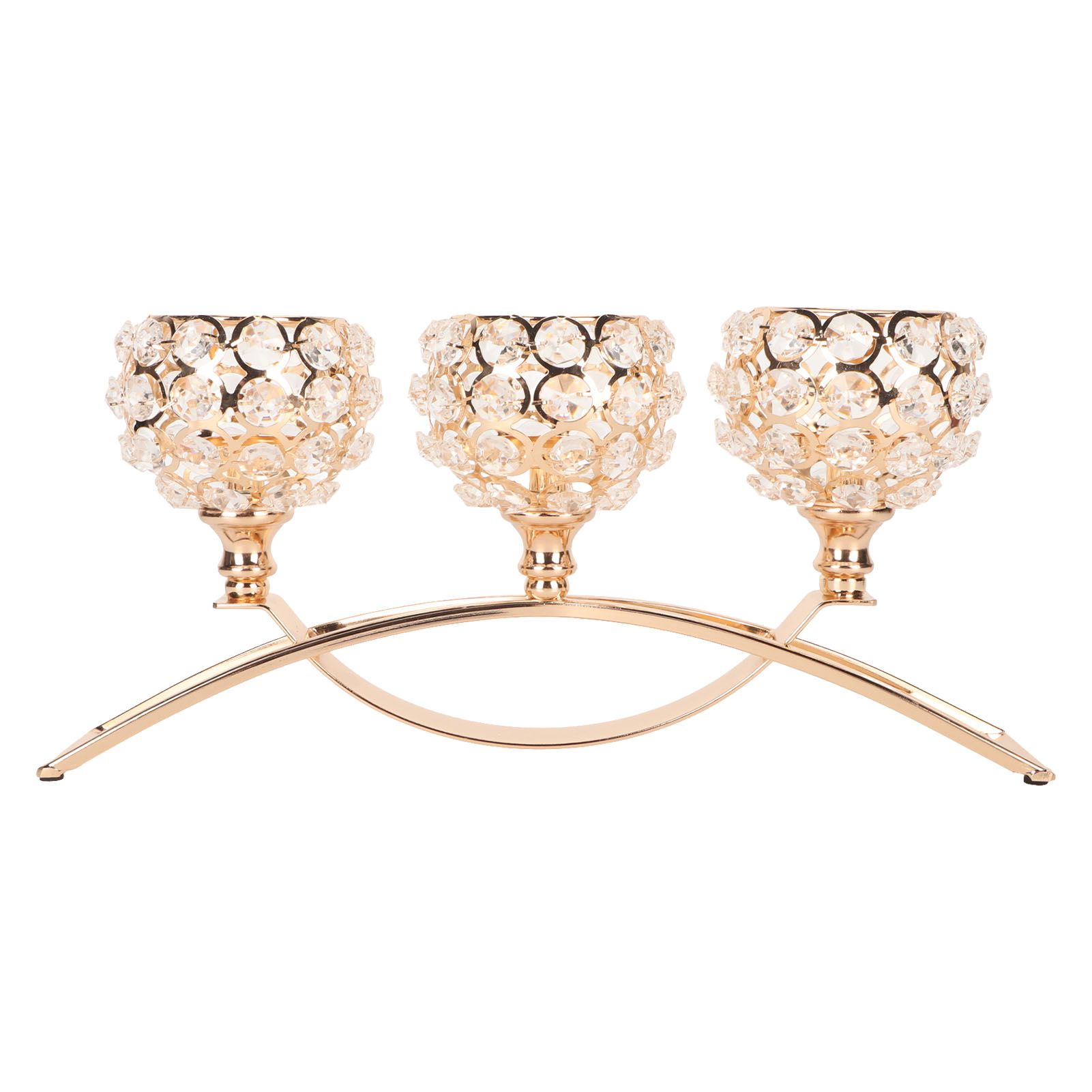 Crystal Candle Holder 3 Heads Windproof European Style Stable Durable Gold Candle Holder for Wedding Party New Year - Image 5