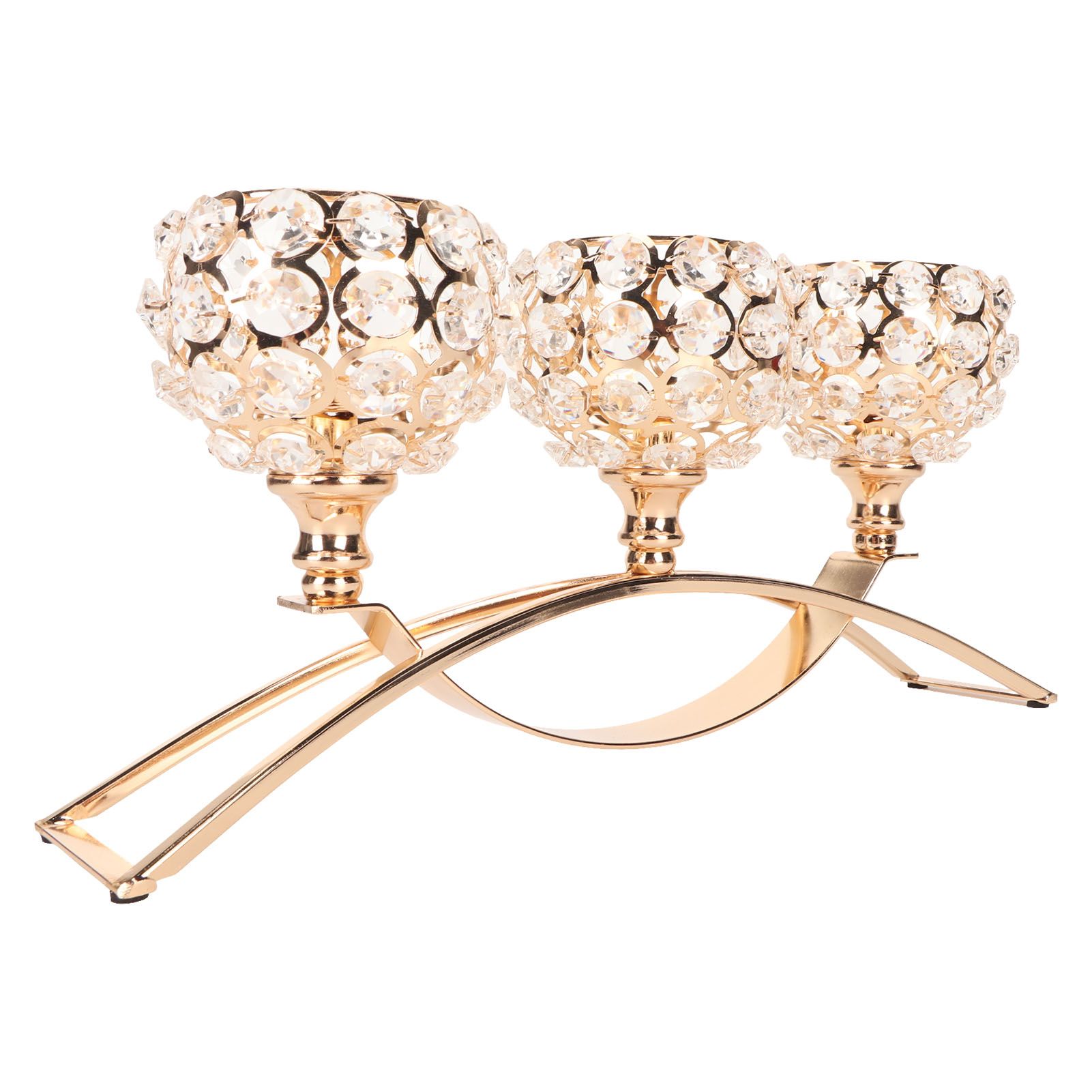 Crystal Candle Holder 3 Heads Windproof European Style Stable Durable Gold Candle Holder for Wedding Party New Year - Image 7