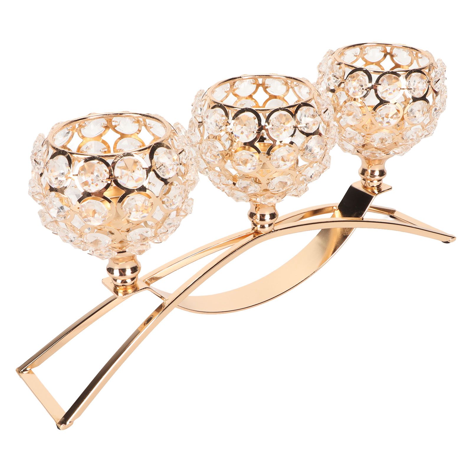 Crystal Candle Holder 3 Heads Windproof European Style Stable Durable Gold Candle Holder for Wedding Party New Year - Image 8