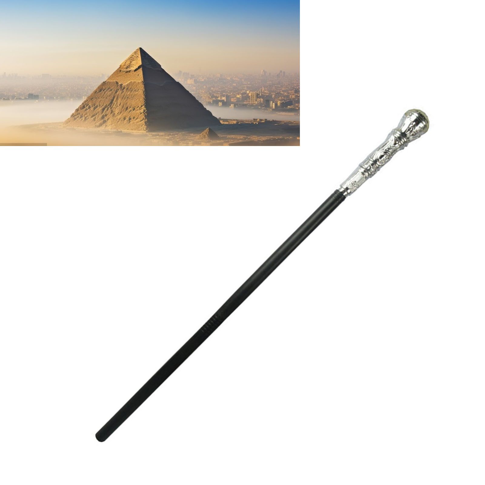 Mystical Pharaoh Accessory Ancient Egyptian Style Staff Scepter Costume Accessory Prop for Halloween Dress Up Parties Silver Round Head - Image 7