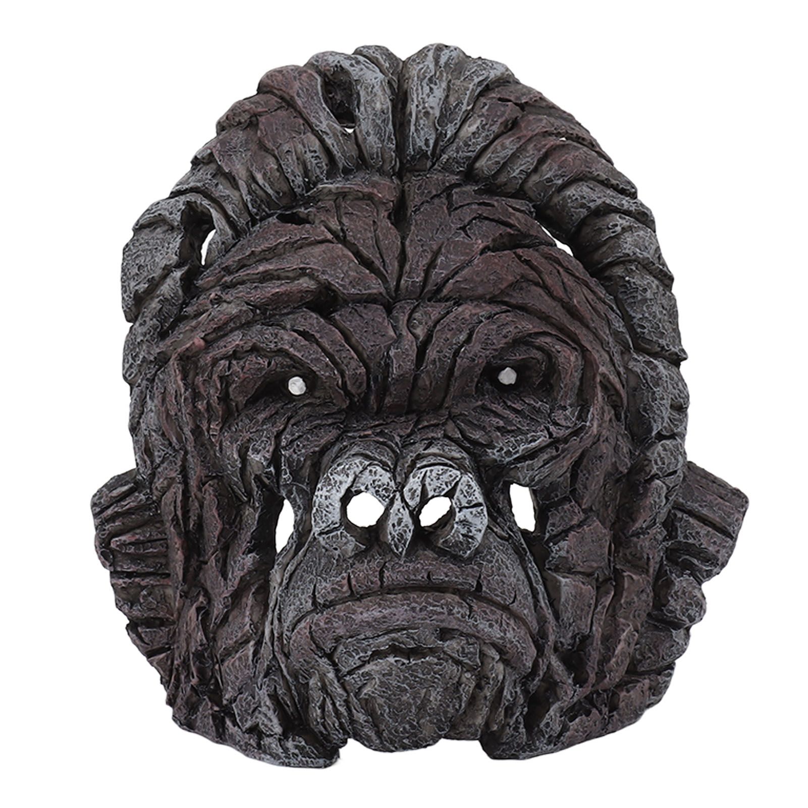Gorilla Head Sculpture 6.3in Animal Head Figurine Resin Hollow Out Design Statue Decor for Living Room Office Bookshelf - Image 1