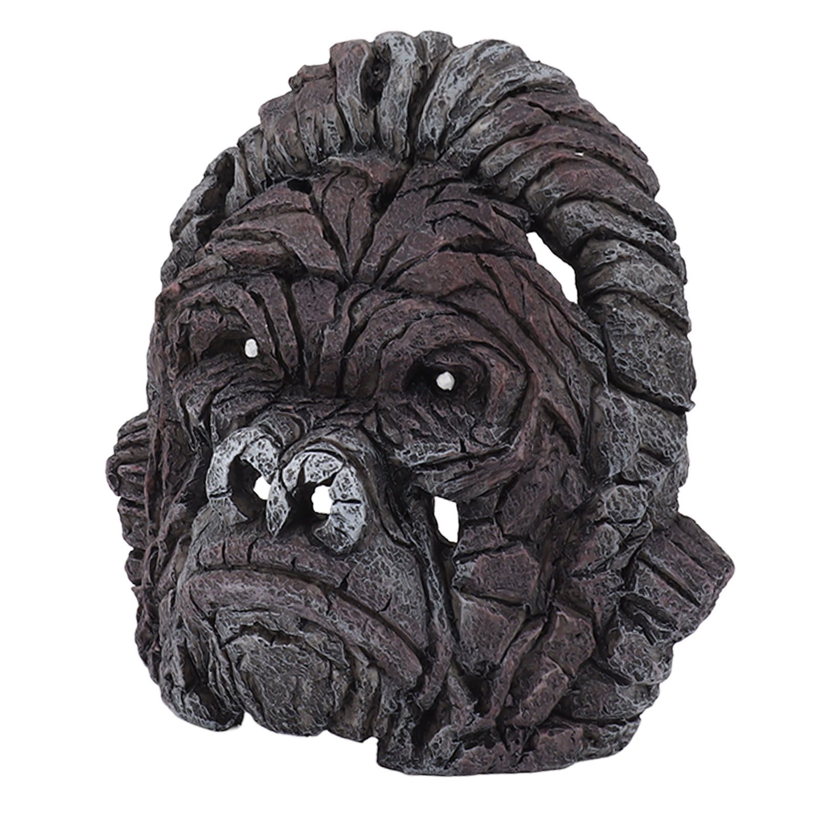 Gorilla Head Sculpture 6.3in Animal Head Figurine Resin Hollow Out Design Statue Decor for Living Room Office Bookshelf - Image 5