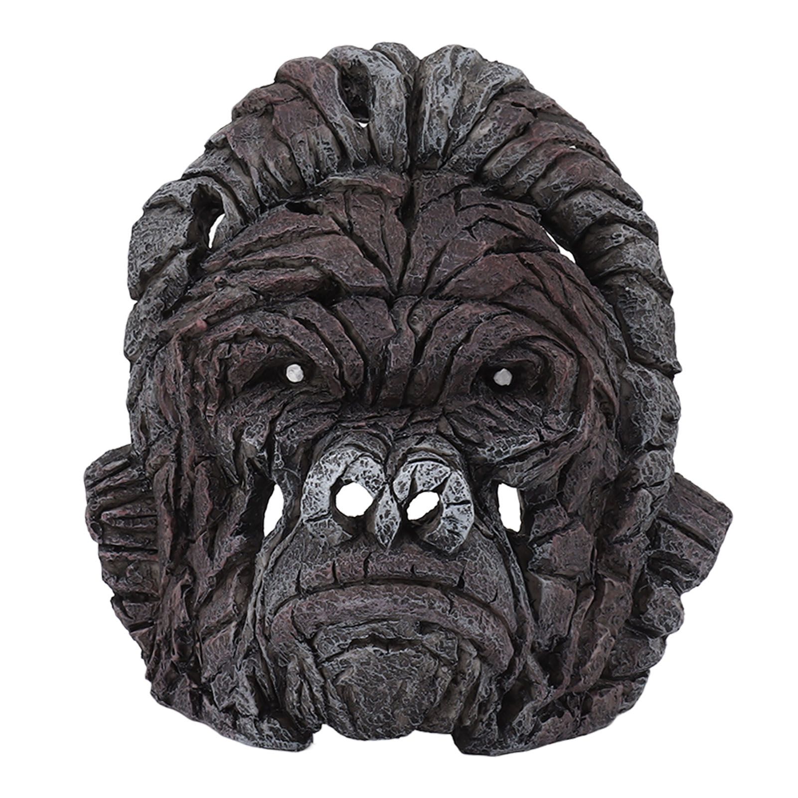 Gorilla Head Sculpture 6.3in Animal Head Figurine Resin Hollow Out Design Statue Decor for Living Room Office Bookshelf - Image 6