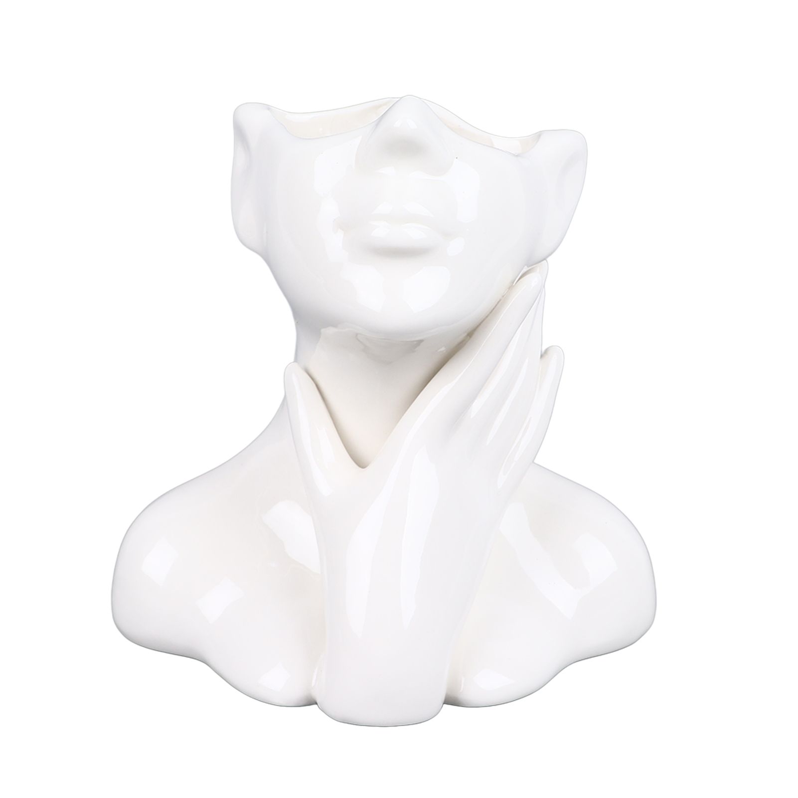 Female Face Vase Nordic Style Elegant Flower Vase Smoothly Ceramic Flower Vase Decoration for Living Room Garden - Image 1