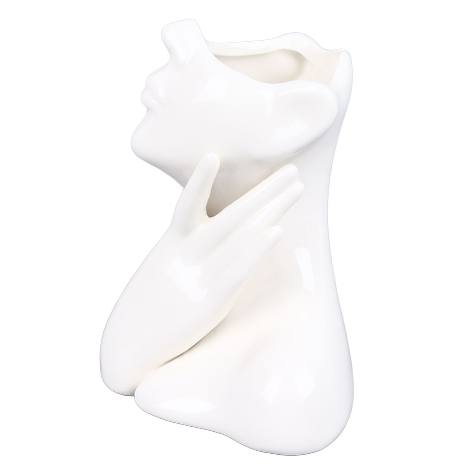 Female Face Vase Nordic Style Elegant Flower Vase Smoothly Ceramic Flower Vase Decoration for Living Room Garden - Image 2