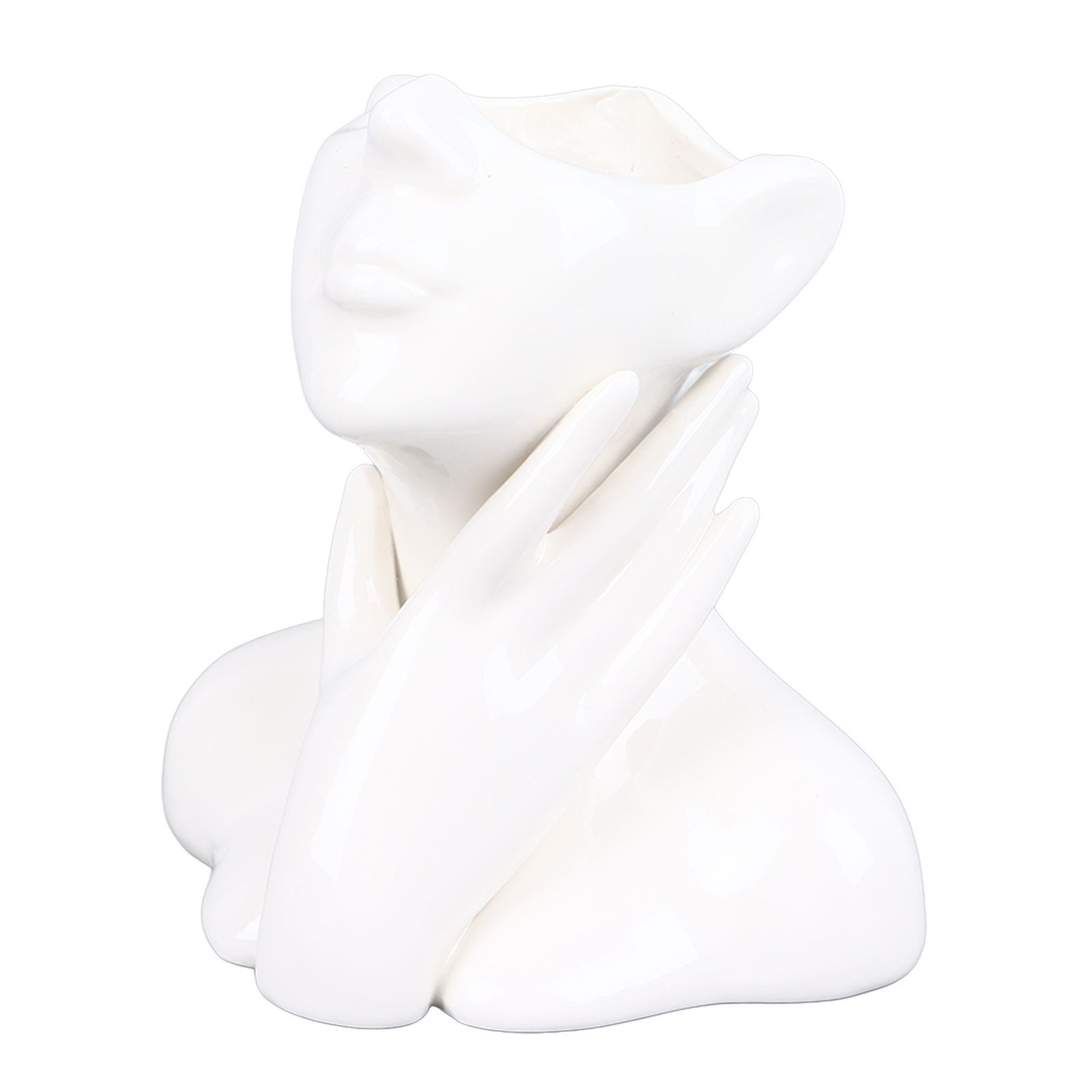 Female Face Vase Nordic Style Elegant Flower Vase Smoothly Ceramic Flower Vase Decoration for Living Room Garden - Image 3