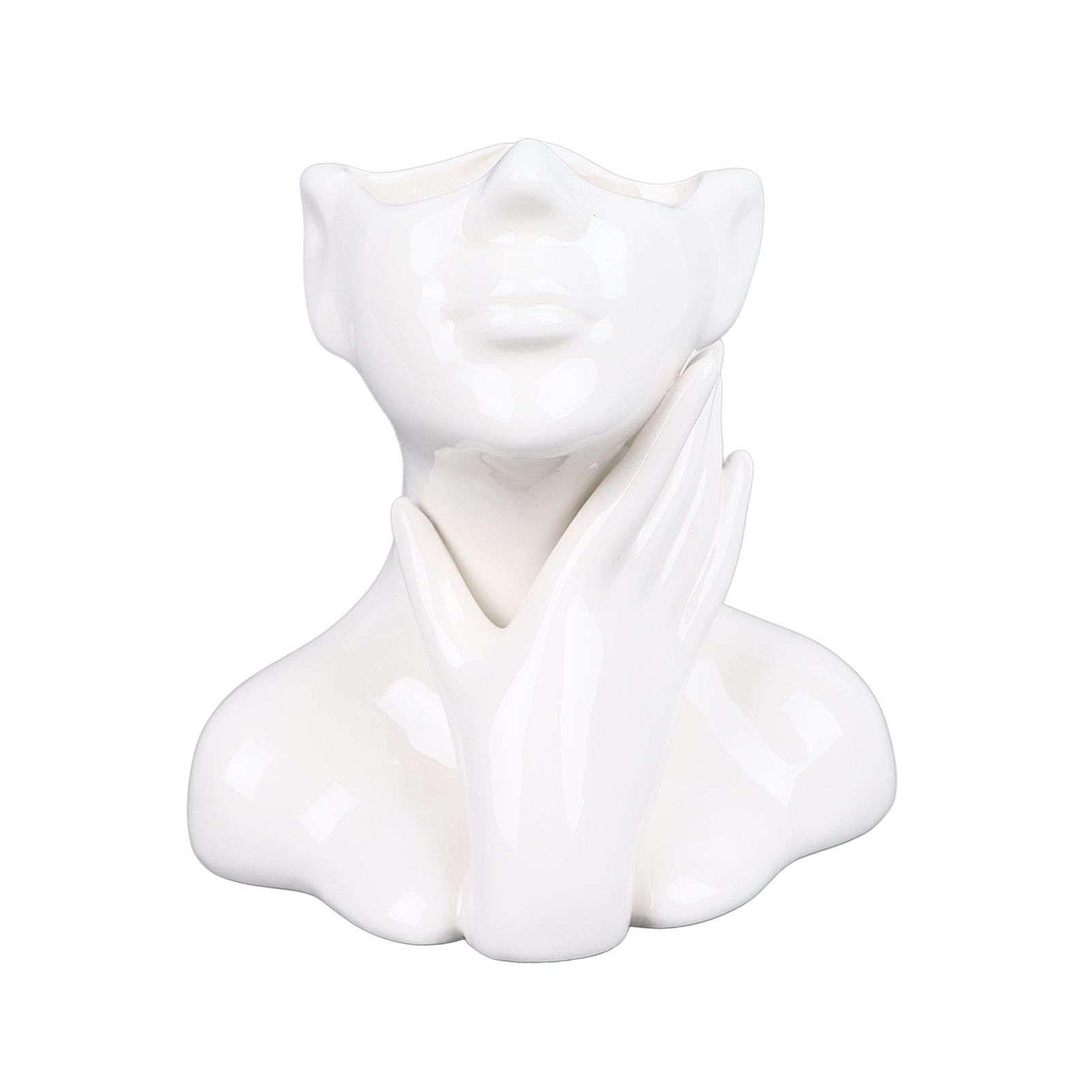 Female Face Vase Nordic Style Elegant Flower Vase Smoothly Ceramic Flower Vase Decoration for Living Room Garden - Image 8