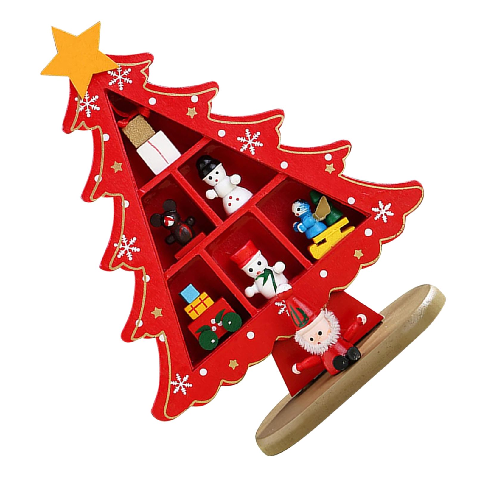 Tabletop Wooden Christmas Tree Exquisite Mini Conveniently Placed Desktop Christmas Tree Decor for Shopping Mall Hotel Christmas Decoration Red - Image 2