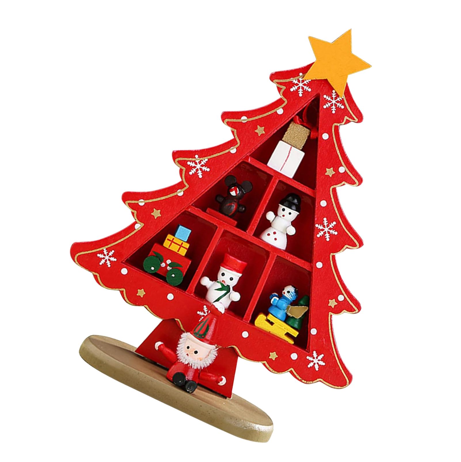 Tabletop Wooden Christmas Tree Exquisite Mini Conveniently Placed Desktop Christmas Tree Decor for Shopping Mall Hotel Christmas Decoration Red - Image 4