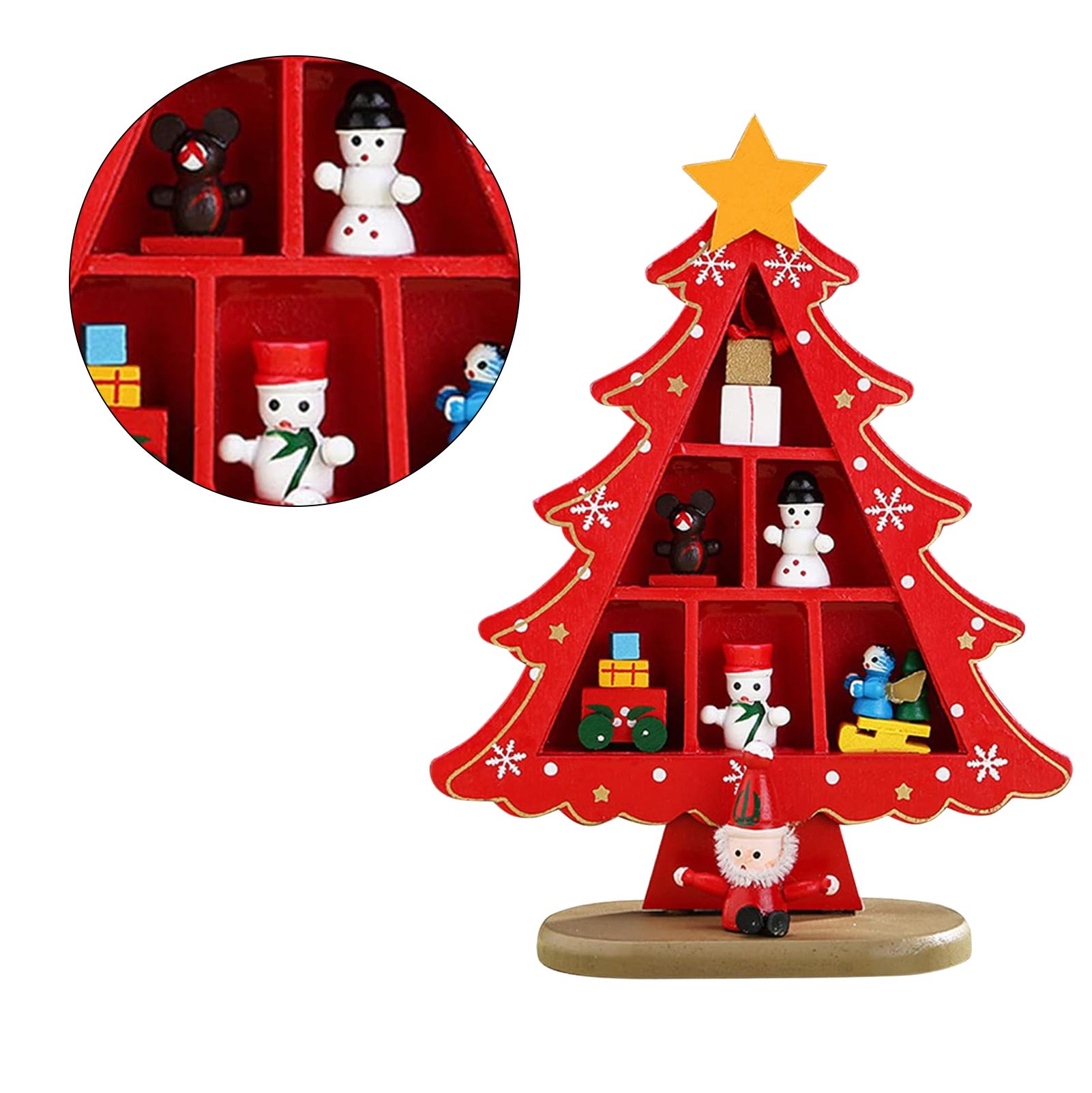 Tabletop Wooden Christmas Tree Exquisite Mini Conveniently Placed Desktop Christmas Tree Decor for Shopping Mall Hotel Christmas Decoration Red - Image 5