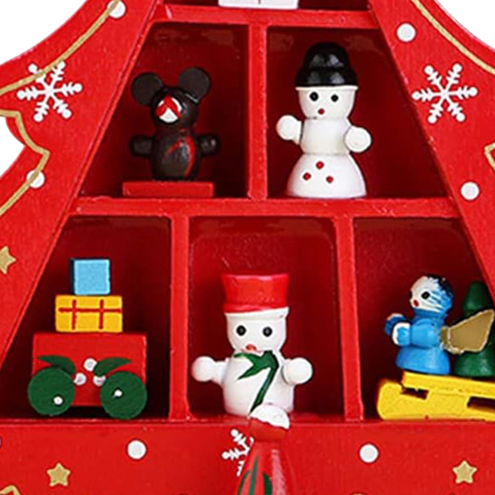 Tabletop Wooden Christmas Tree Exquisite Mini Conveniently Placed Desktop Christmas Tree Decor for Shopping Mall Hotel Christmas Decoration Red - Image 7