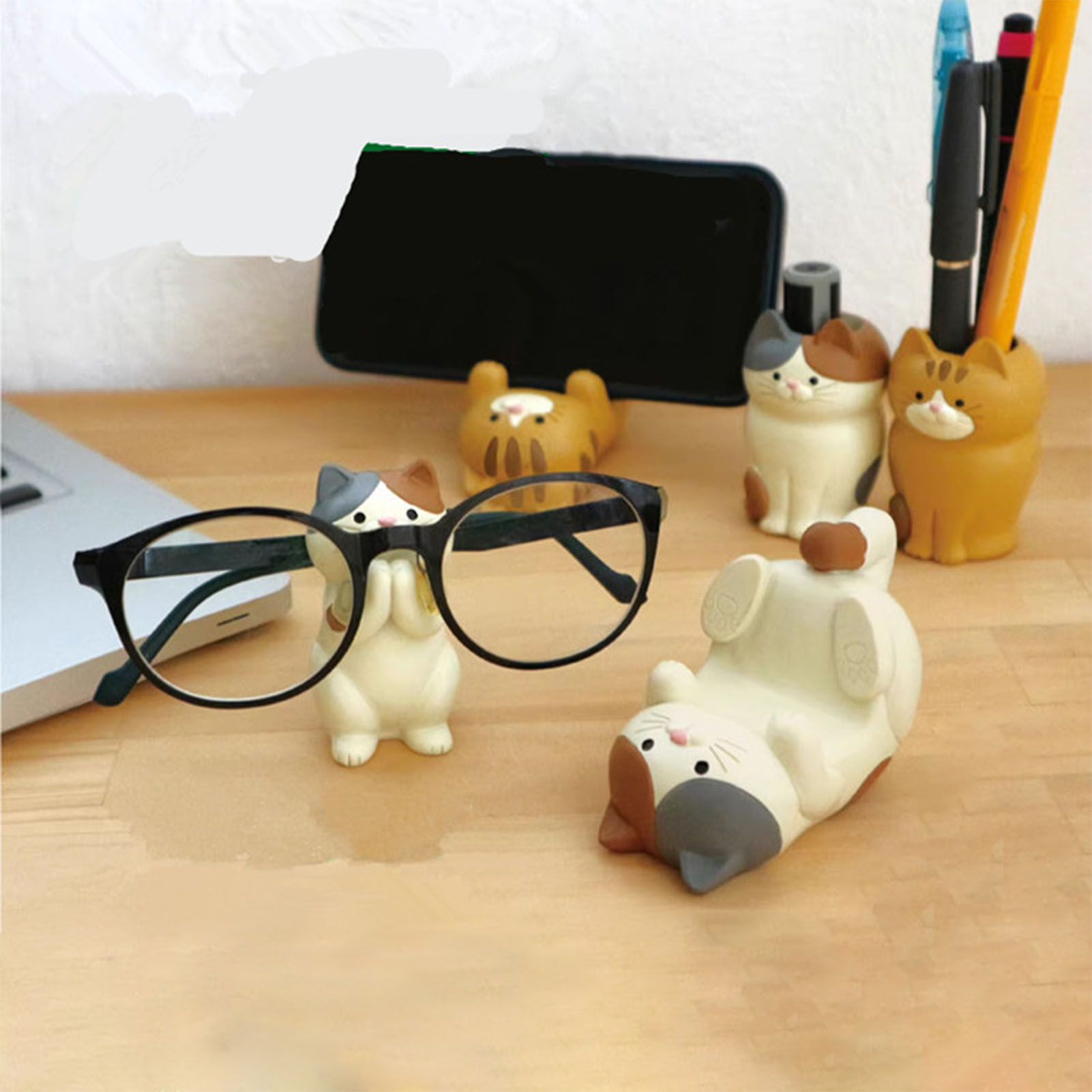 Cat Ornament Multifunctional Phone Tablet Glasses Pen Holder Desk Decoration for Home Ocelot - Image 7