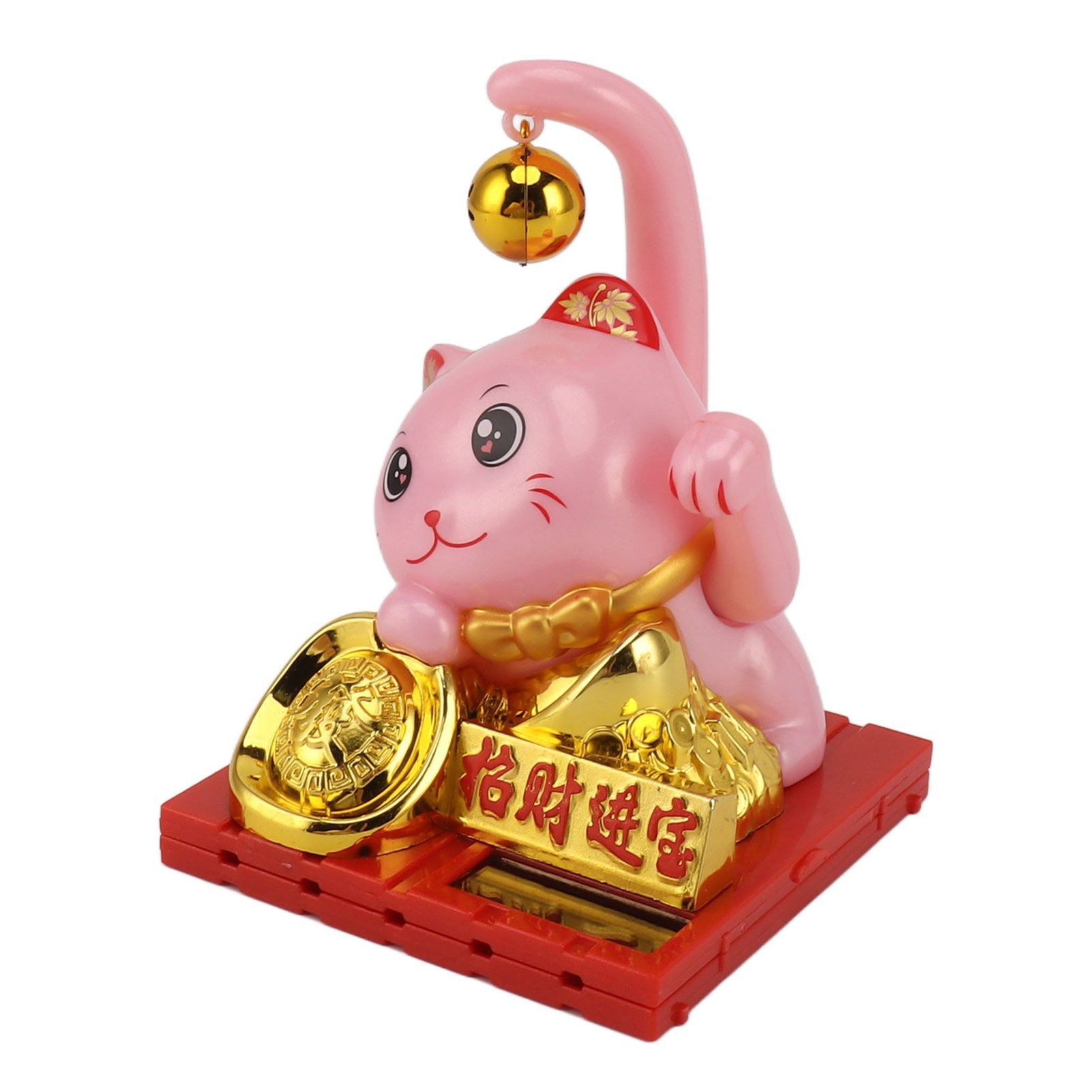 Arm Waving Fortune Cat Solar Powered Light Induction Lucky Cat Decoration for Desks Windows Car Dashboards Pink Large - Image 6