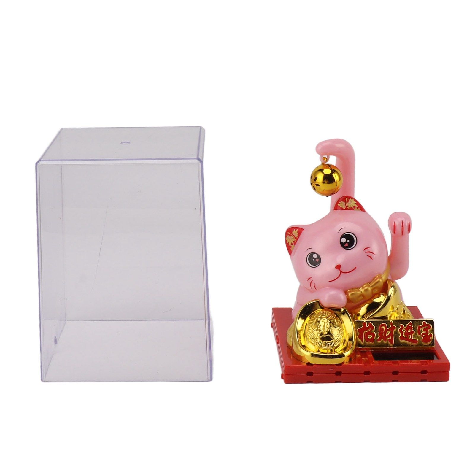 Arm Waving Fortune Cat Solar Powered Light Induction Lucky Cat Decoration for Desks Windows Car Dashboards Pink Large - Image 7