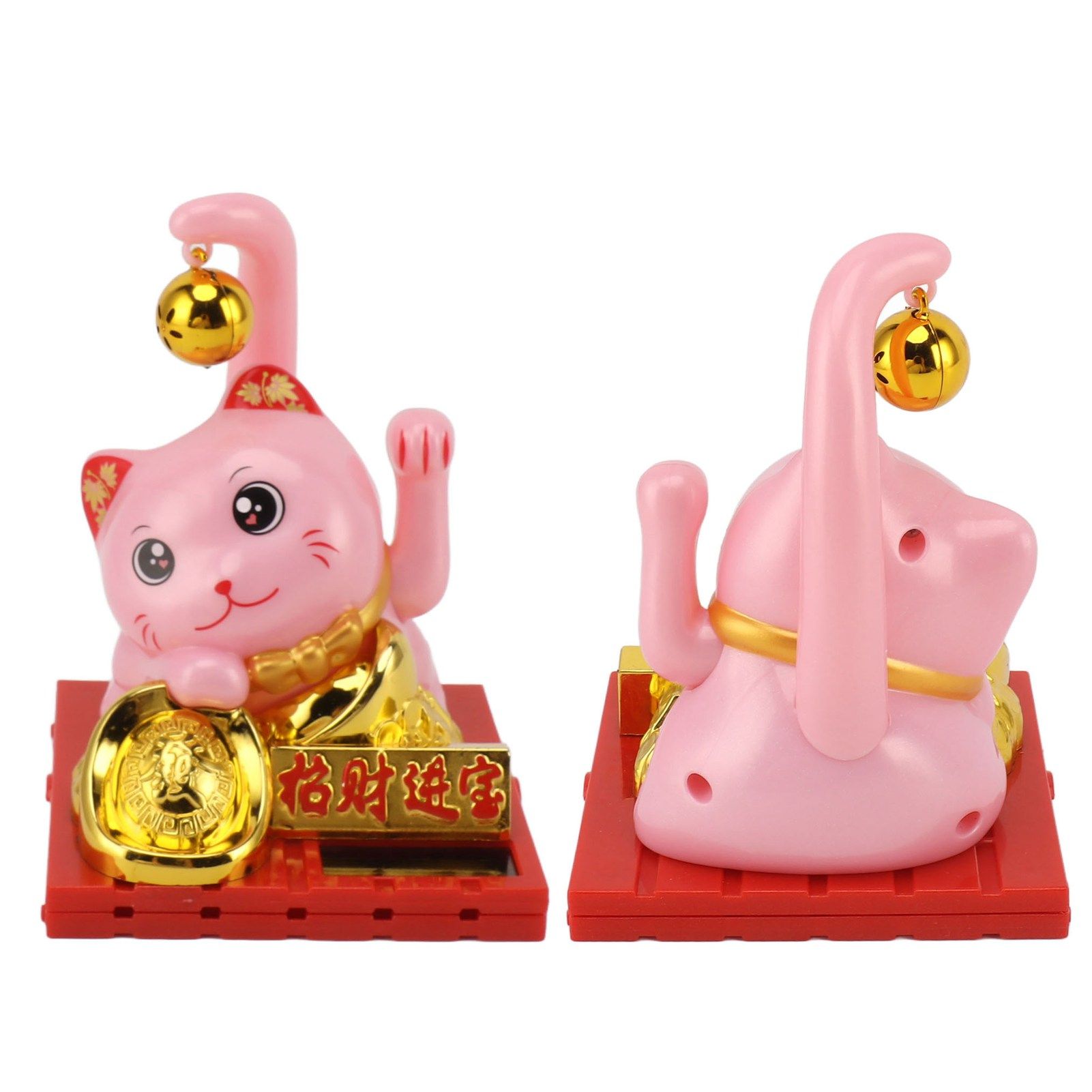 Arm Waving Fortune Cat Solar Powered Light Induction Lucky Cat Decoration for Desks Windows Car Dashboards Pink Large - Image 8