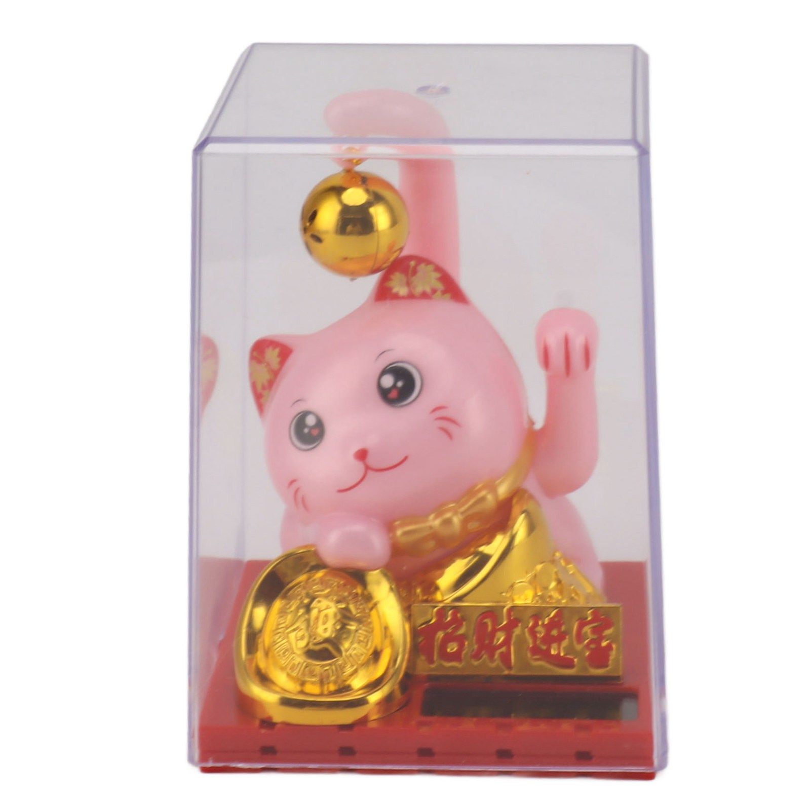 Arm Waving Fortune Cat Solar Powered Light Induction Lucky Cat Decoration for Desks Windows Car Dashboards Pink Small - Image 4