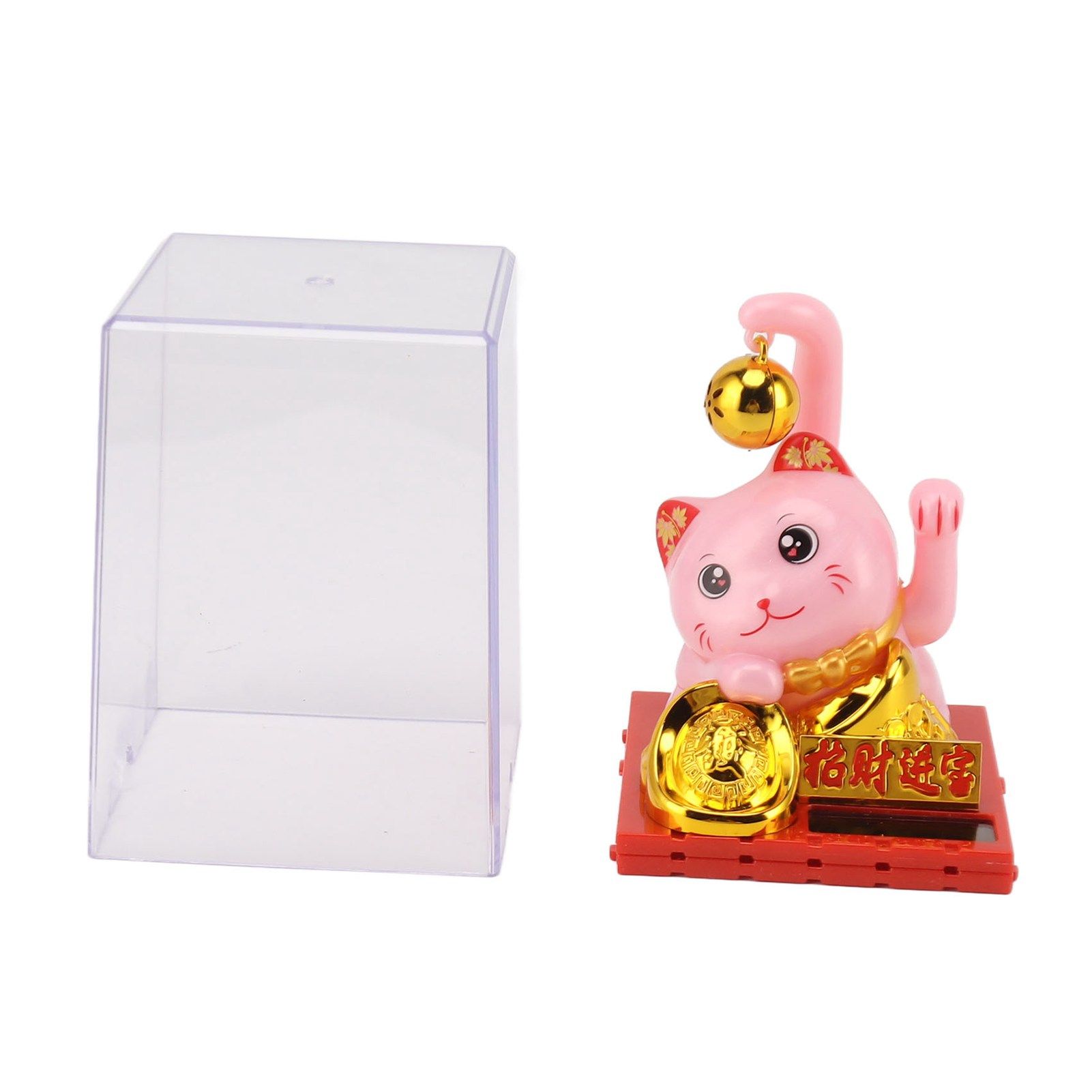 Arm Waving Fortune Cat Solar Powered Light Induction Lucky Cat Decoration for Desks Windows Car Dashboards Pink Small - Image 5