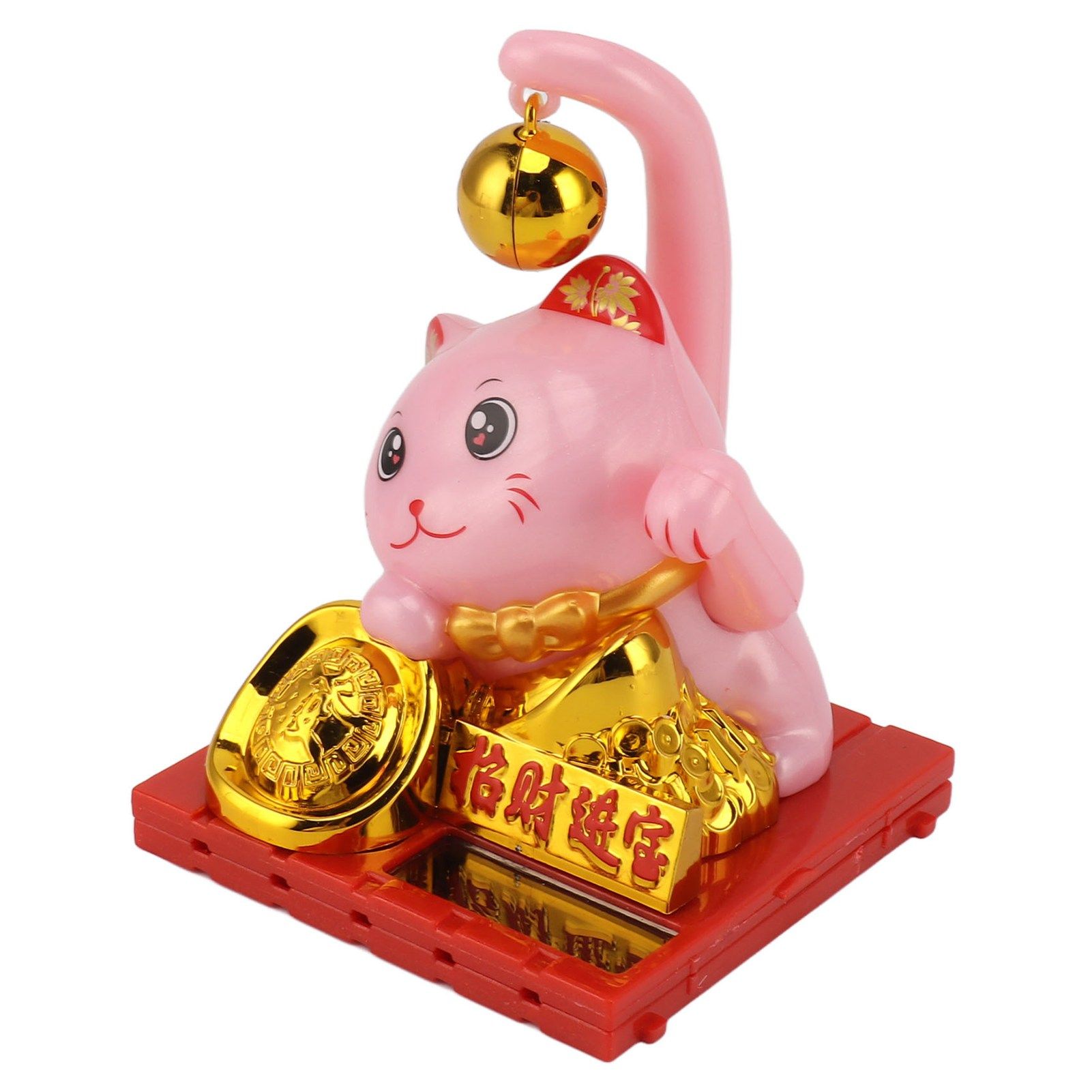 Arm Waving Fortune Cat Solar Powered Light Induction Lucky Cat Decoration for Desks Windows Car Dashboards Pink Small - Image 6