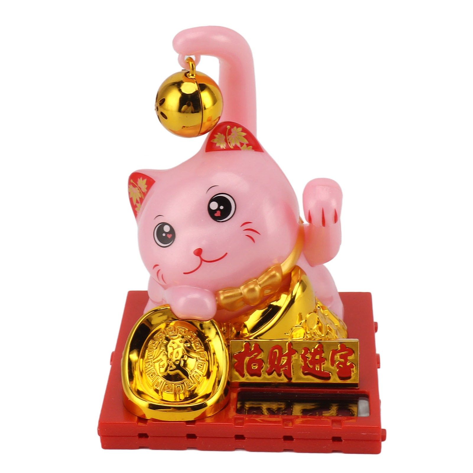 Arm Waving Fortune Cat Solar Powered Light Induction Lucky Cat Decoration for Desks Windows Car Dashboards Pink Small - Image 7