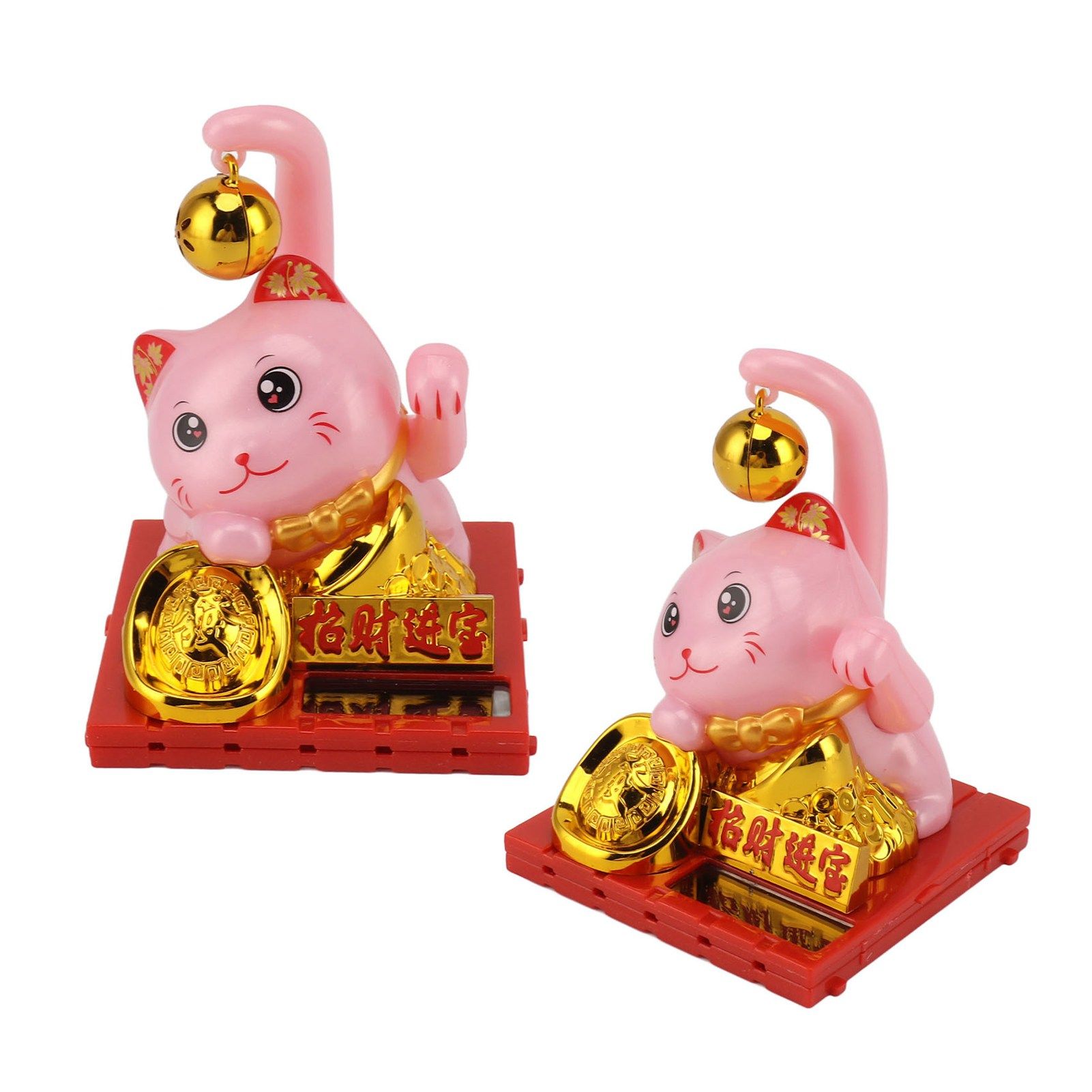 Arm Waving Fortune Cat Solar Powered Light Induction Lucky Cat Decoration for Desks Windows Car Dashboards Pink Small - Image 8