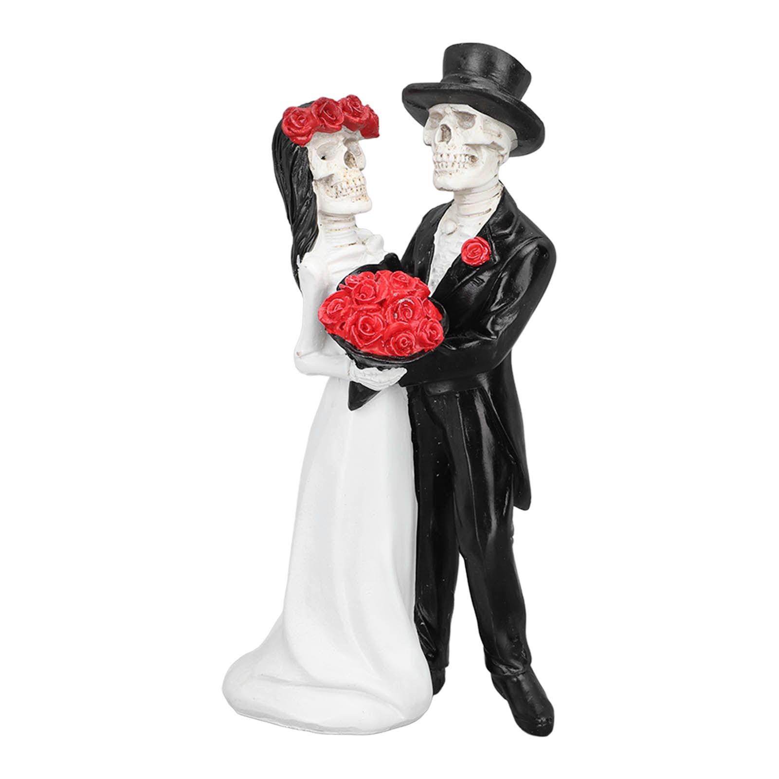 Skeleton Wedding Couple Statue Day of The Dead Dancing Skeleton Couple Halloween Romantic Wedding Bride Groom Figurine Resin - Image 1