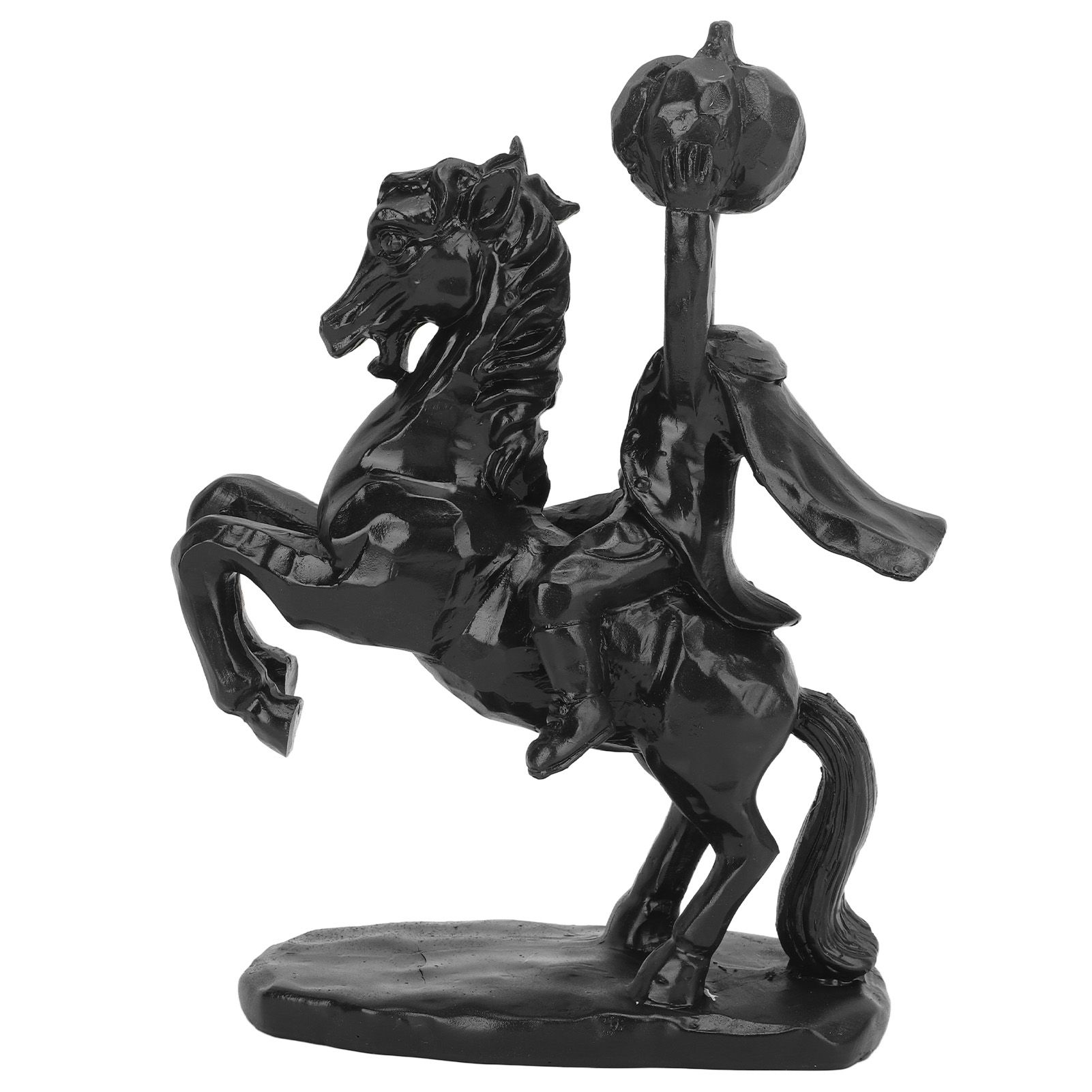22cm Height Headless Horseman Statue with Pumpkin Horror Headless Horseman Halloween Decor Sculpture Handmade Resin All Black - Image 2