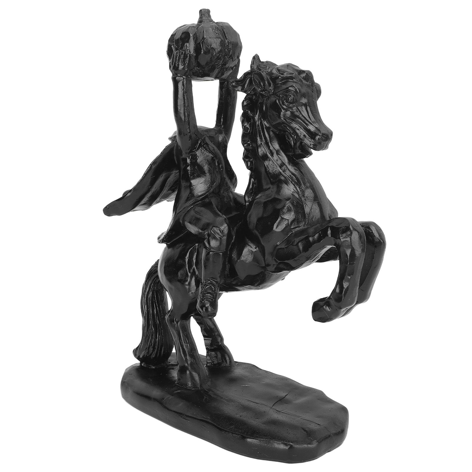 22cm Height Headless Horseman Statue with Pumpkin Horror Headless Horseman Halloween Decor Sculpture Handmade Resin All Black - Image 3