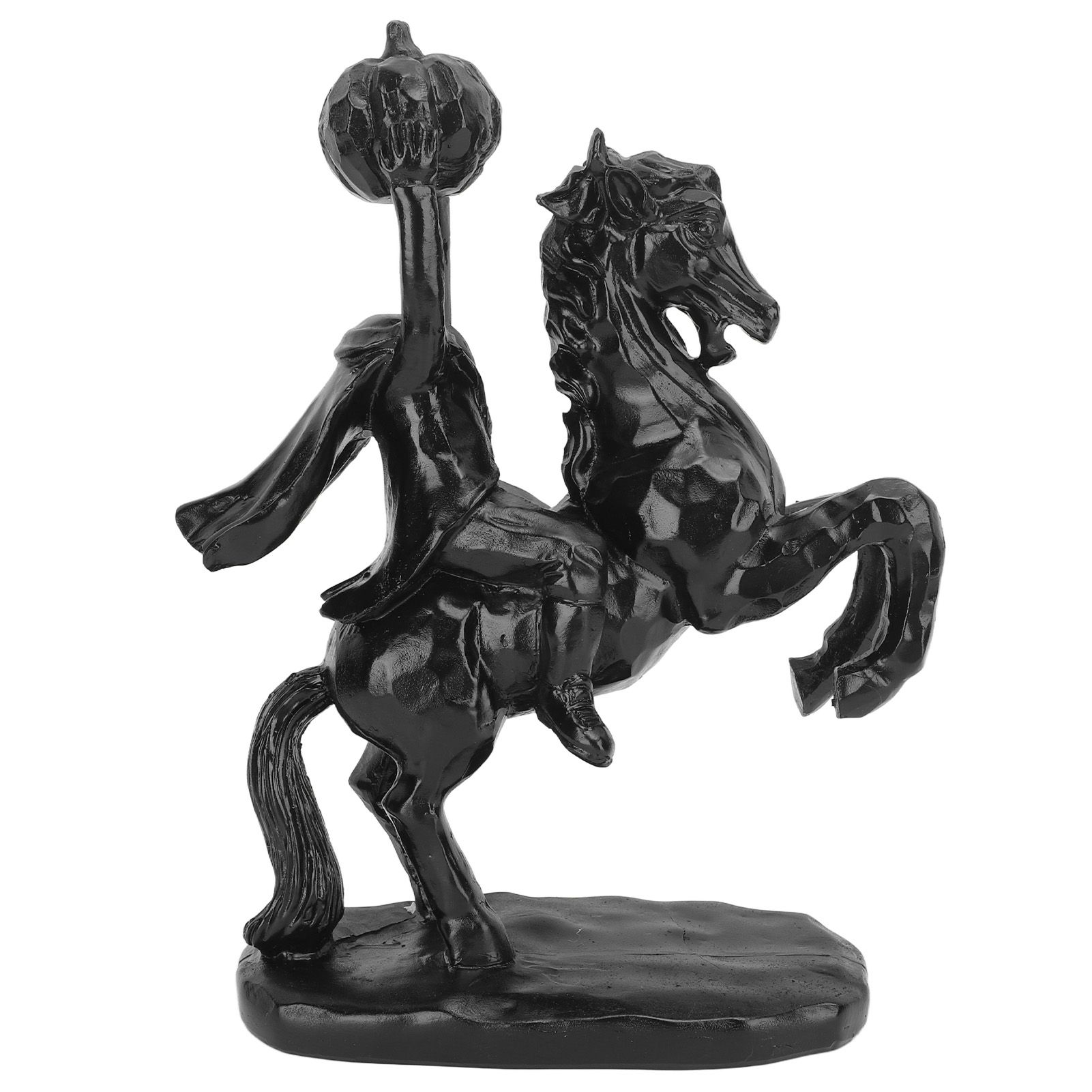 22cm Height Headless Horseman Statue with Pumpkin Horror Headless Horseman Halloween Decor Sculpture Handmade Resin All Black - Image 4