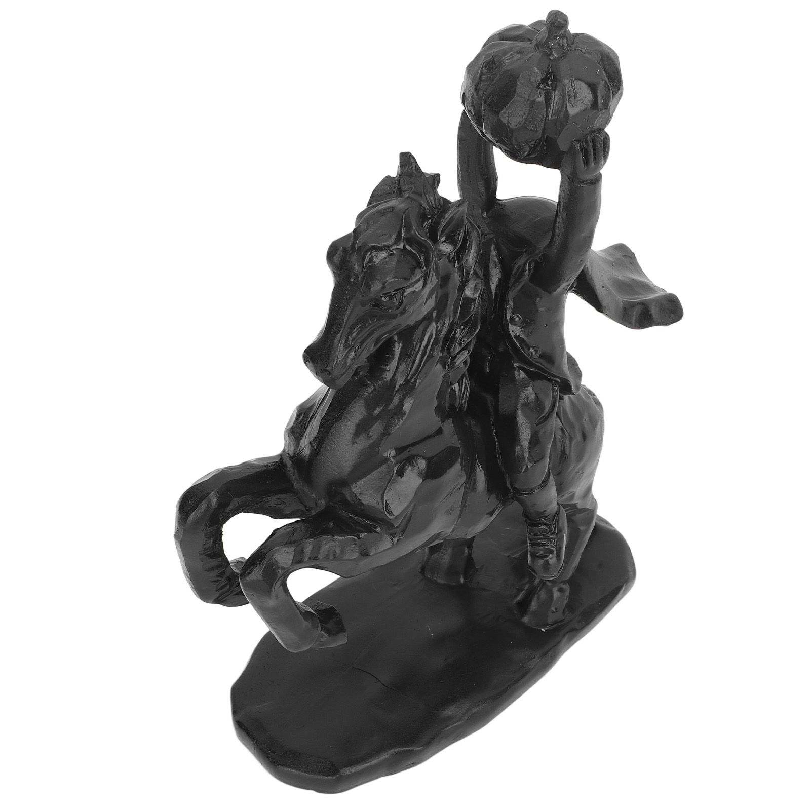 22cm Height Headless Horseman Statue with Pumpkin Horror Headless Horseman Halloween Decor Sculpture Handmade Resin All Black - Image 6