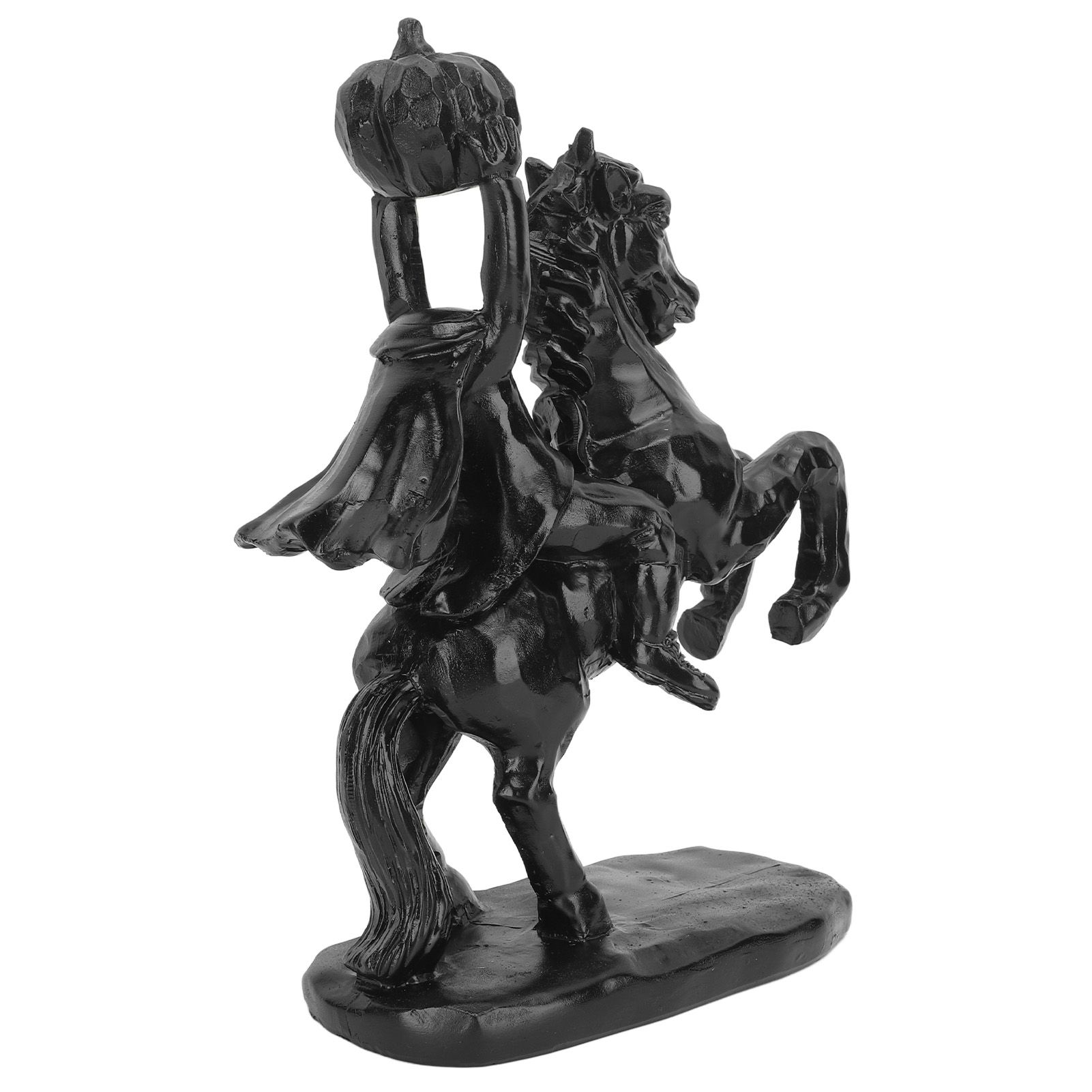 22cm Height Headless Horseman Statue with Pumpkin Horror Headless Horseman Halloween Decor Sculpture Handmade Resin All Black - Image 7