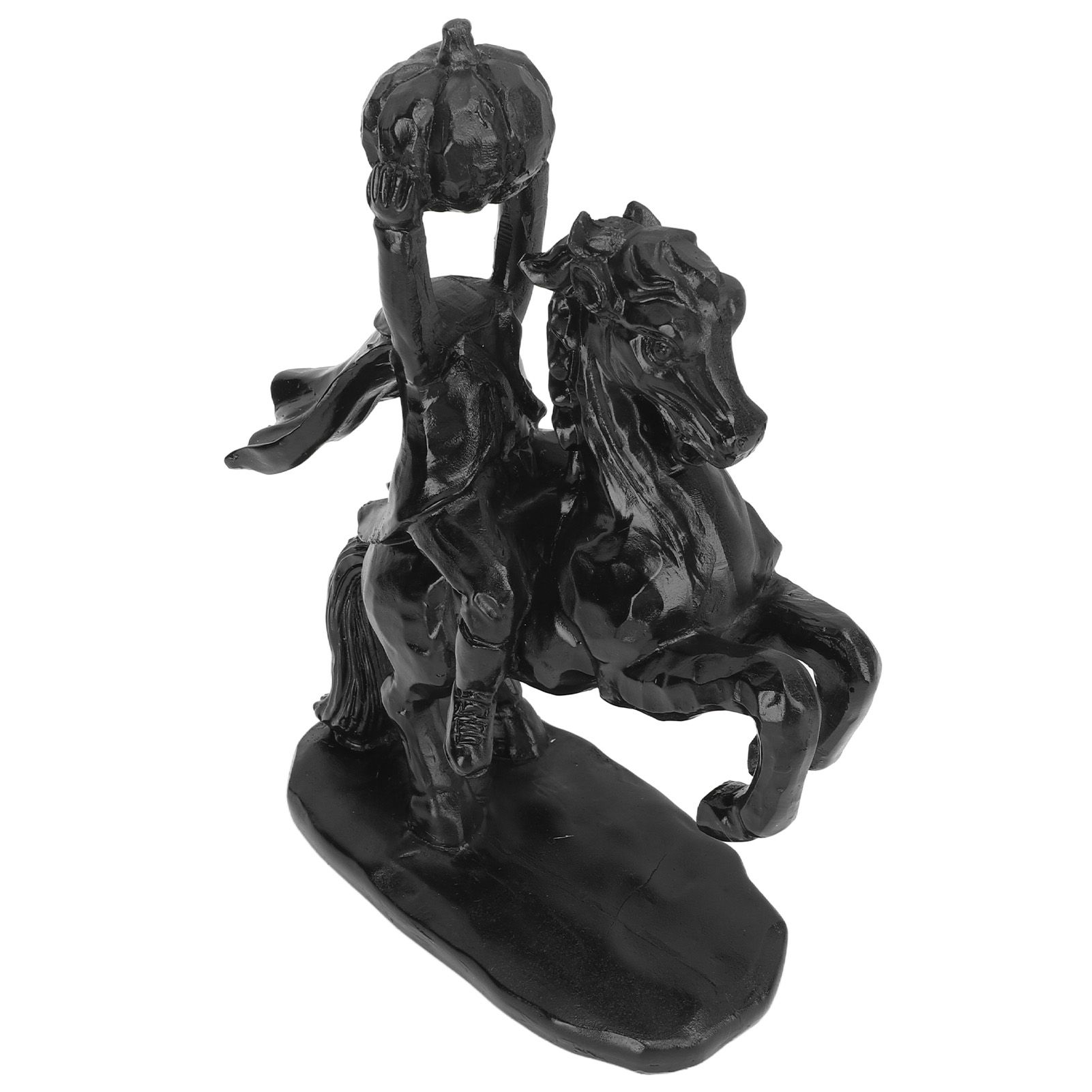 22cm Height Headless Horseman Statue with Pumpkin Horror Headless Horseman Halloween Decor Sculpture Handmade Resin All Black - Image 8