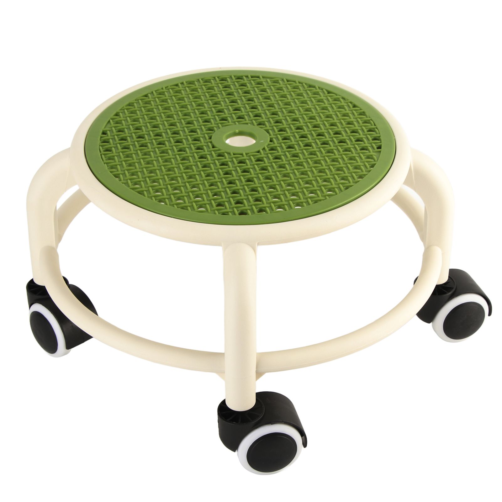 Round Rolling Low Stool Comfortable Universal Wheel Movable Mini Stool High Weight Capacity for Home Green - Image 1