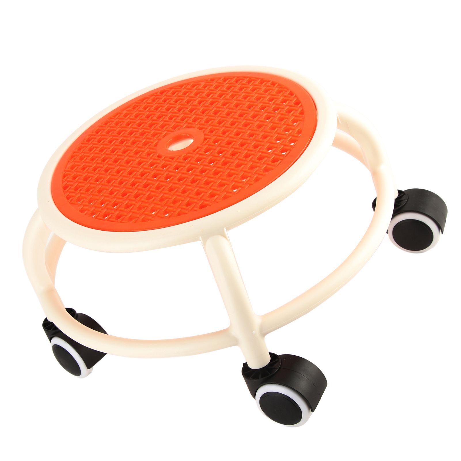 Round Rolling Low Stool Comfortable Universal Wheel Movable Mini Stool High Weight Capacity for Home Orange - Image 5