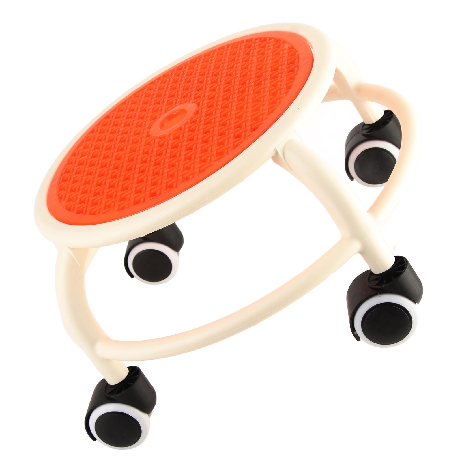 Round Rolling Low Stool Comfortable Universal Wheel Movable Mini Stool High Weight Capacity for Home Orange - Image 6