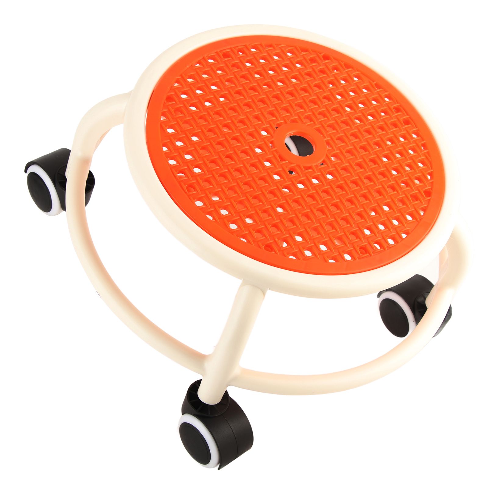 Round Rolling Low Stool Comfortable Universal Wheel Movable Mini Stool High Weight Capacity for Home Orange - Image 7