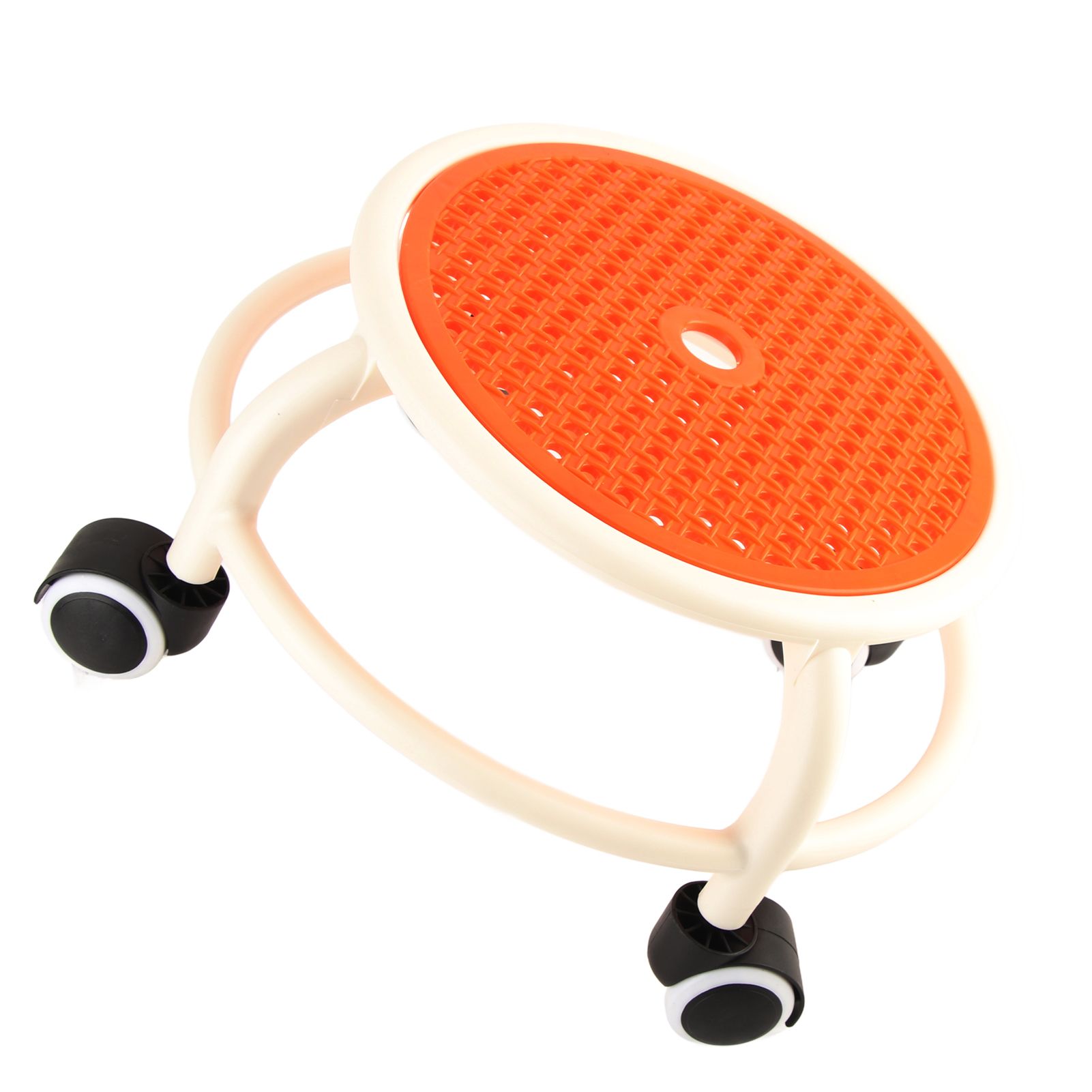 Round Rolling Low Stool Comfortable Universal Wheel Movable Mini Stool High Weight Capacity for Home Orange - Image 8