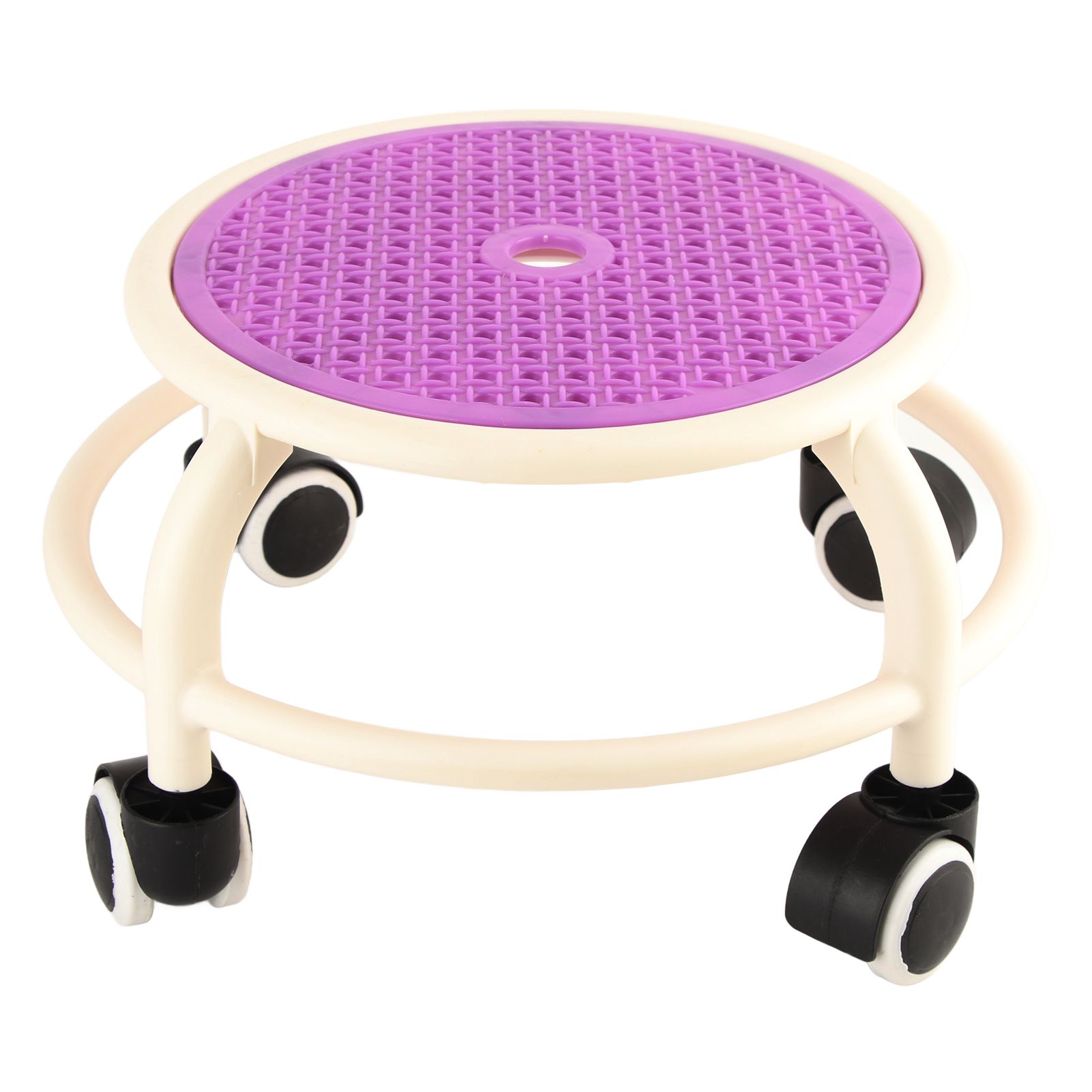 Round Rolling Low Stool Comfortable Universal Wheel Movable Mini Stool High Weight Capacity for Home Purple - Image 3