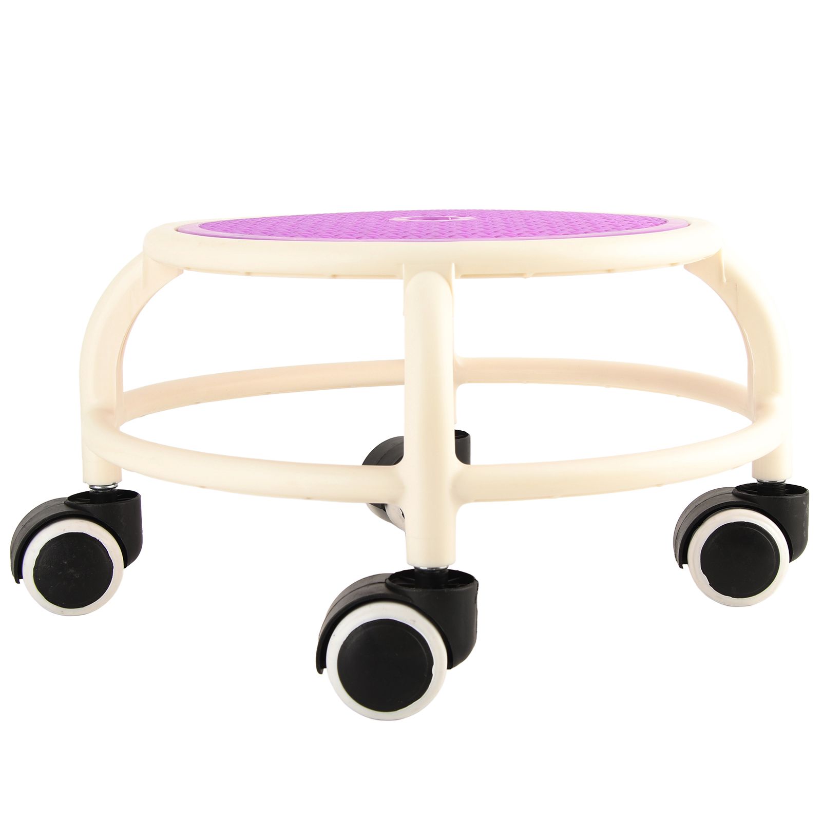 Round Rolling Low Stool Comfortable Universal Wheel Movable Mini Stool High Weight Capacity for Home Purple - Image 4