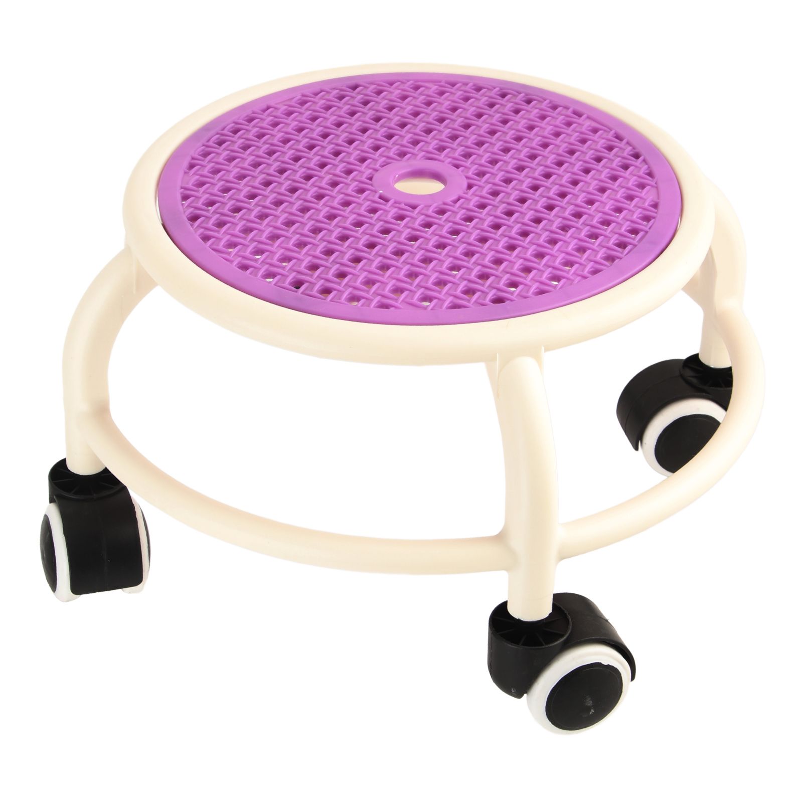 Round Rolling Low Stool Comfortable Universal Wheel Movable Mini Stool High Weight Capacity for Home Purple - Image 5