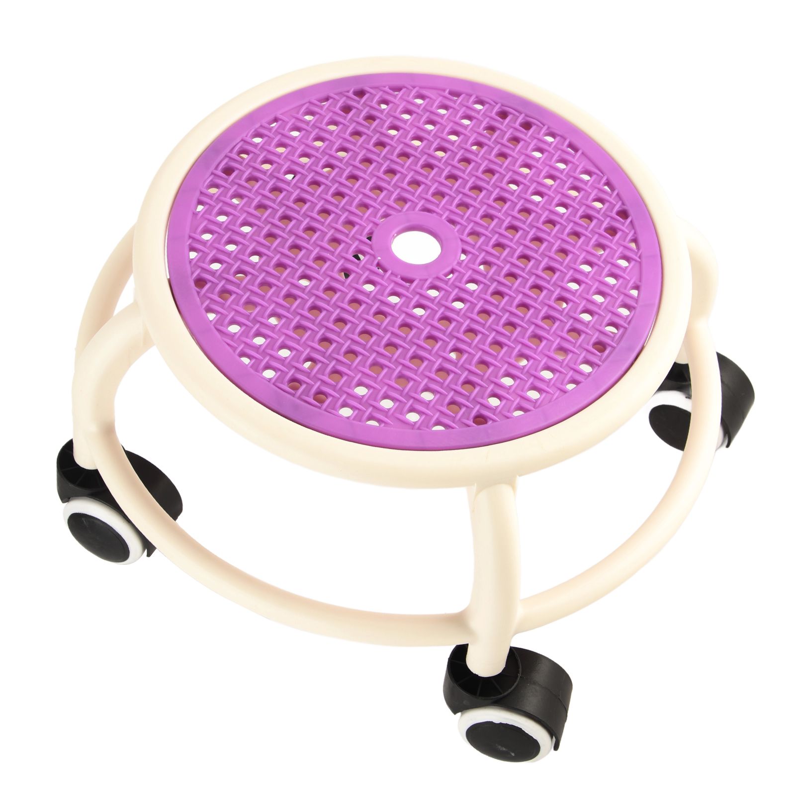 Round Rolling Low Stool Comfortable Universal Wheel Movable Mini Stool High Weight Capacity for Home Purple - Image 6