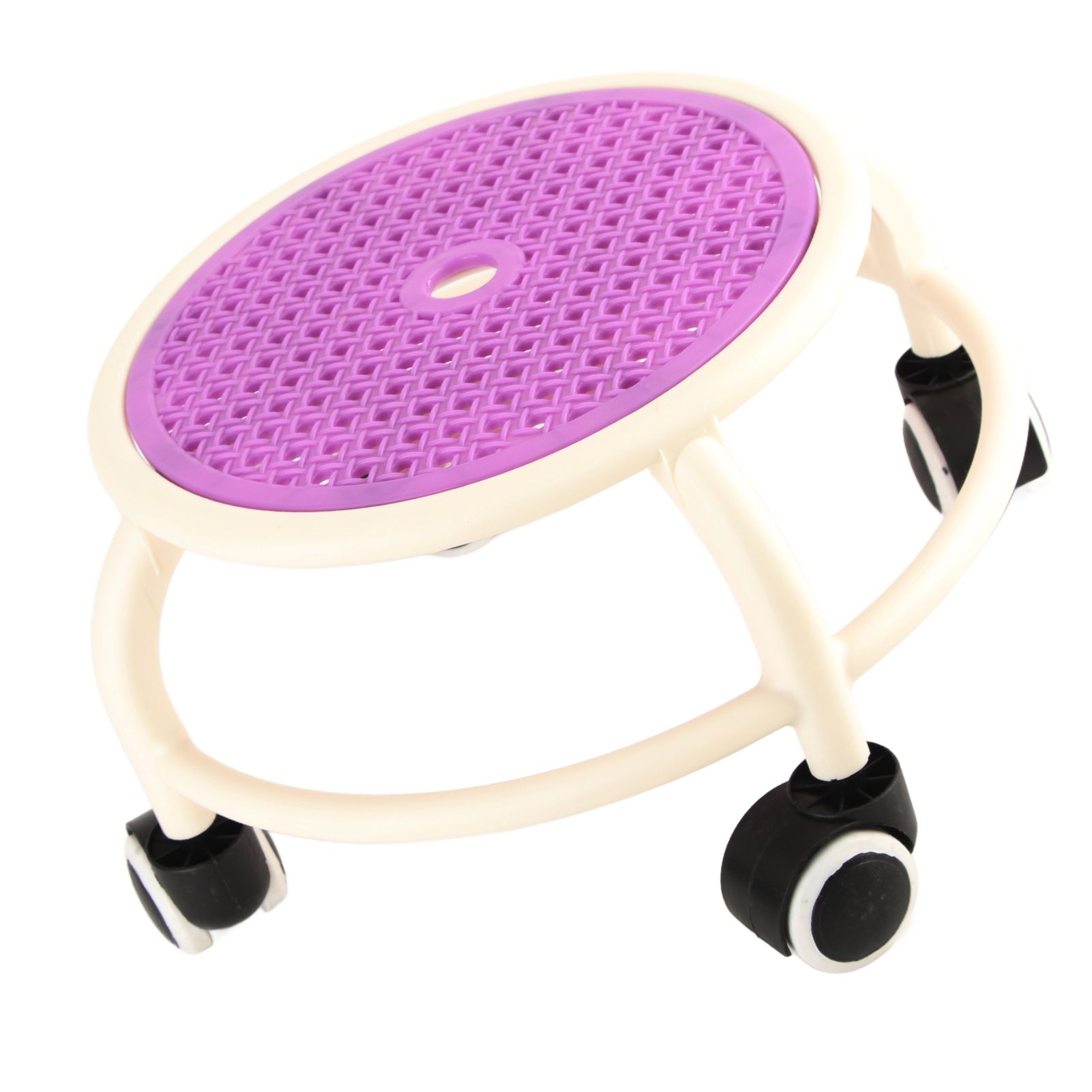 Round Rolling Low Stool Comfortable Universal Wheel Movable Mini Stool High Weight Capacity for Home Purple - Image 7