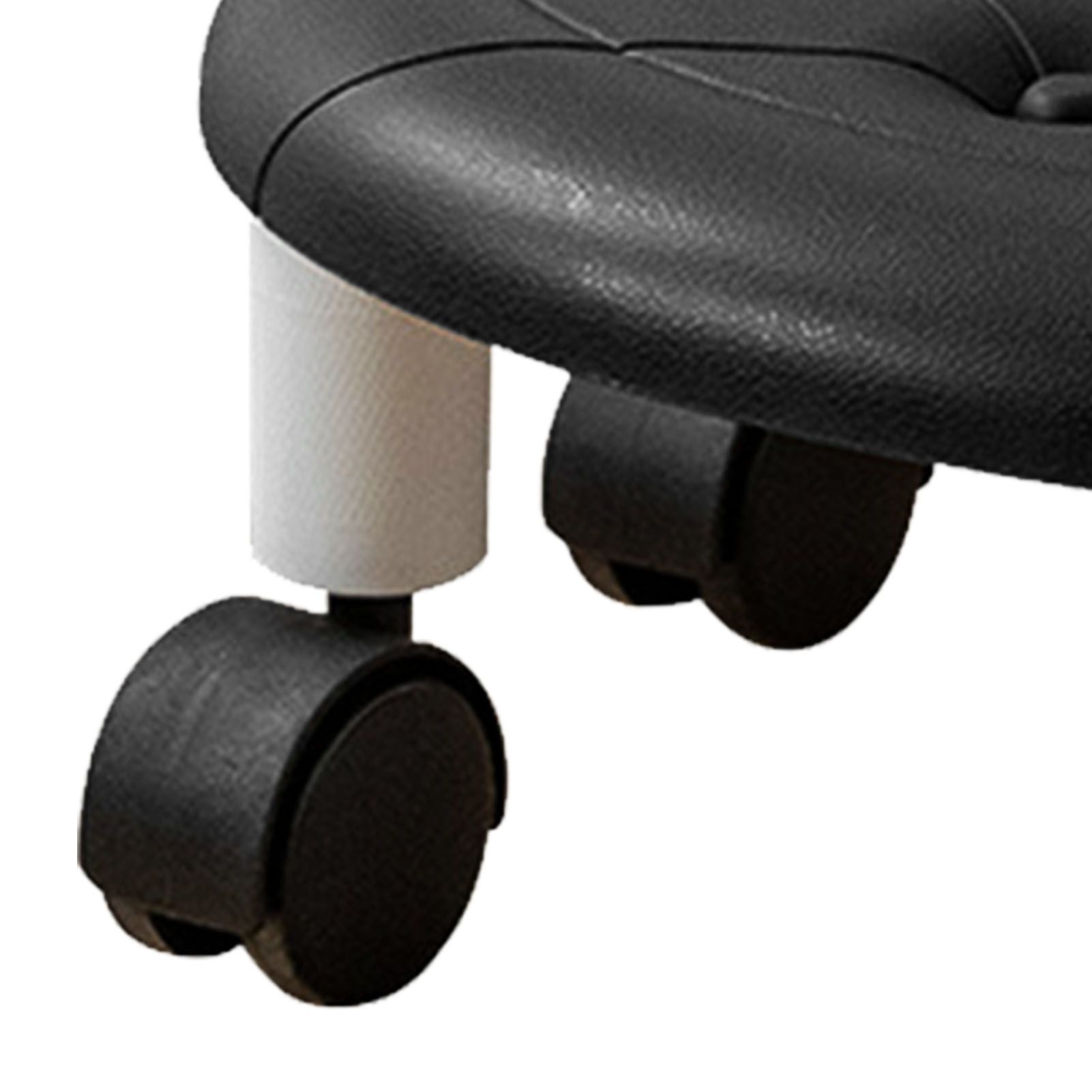 Round Low Rolling Stools Fuax Leather Universal Wheel Small Roller Swivel Stool High Weight Capacity for Home Black - Image 7