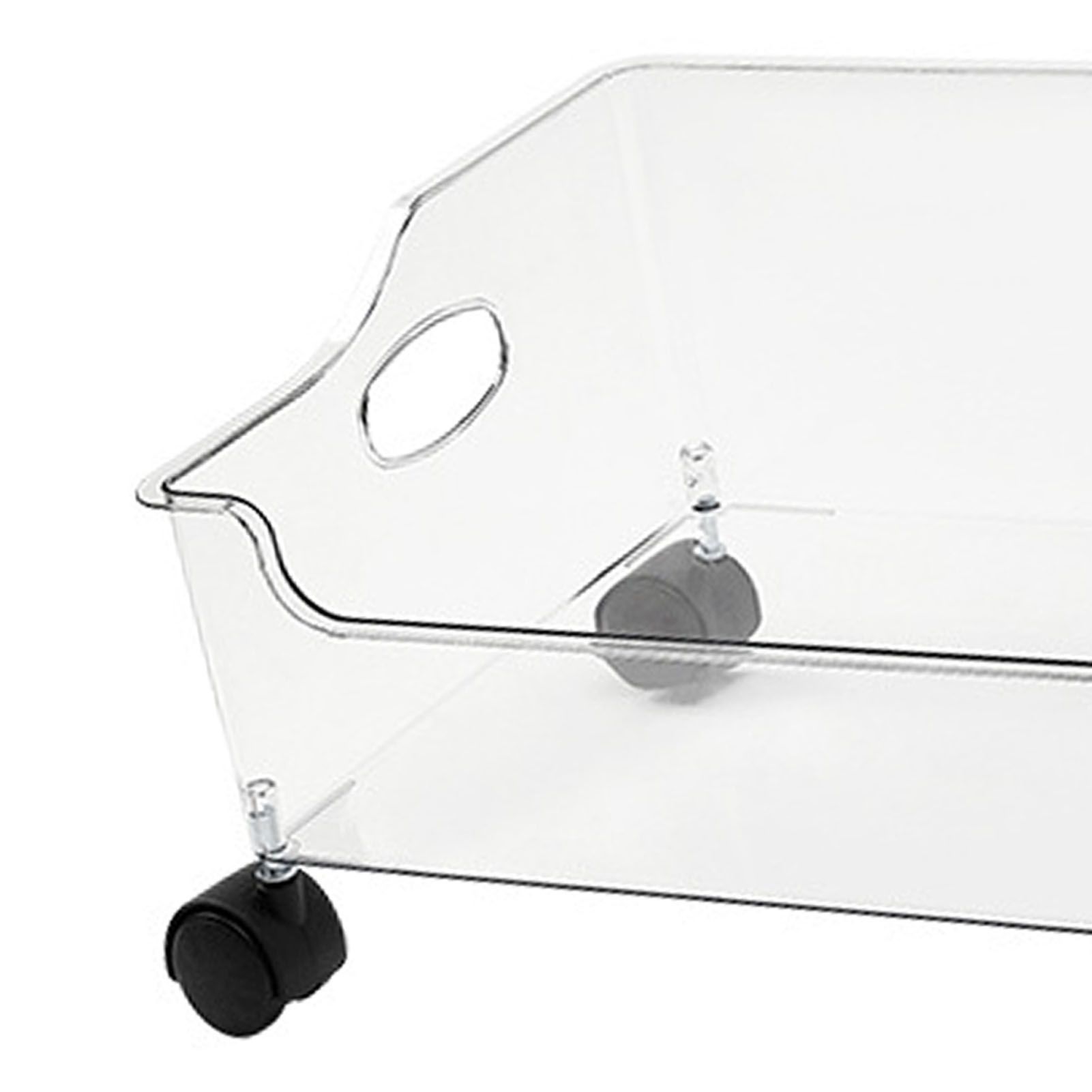 Wheeled Storage Containers Plastic Transparent Under Desk Book Storage Box with Roller for School Dorm Office Bedroom - Image 2