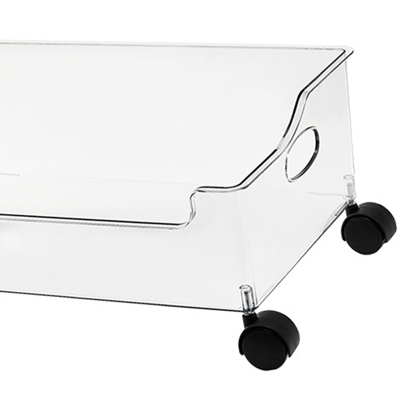 Wheeled Storage Containers Plastic Transparent Under Desk Book Storage Box with Roller for School Dorm Office Bedroom - Image 3