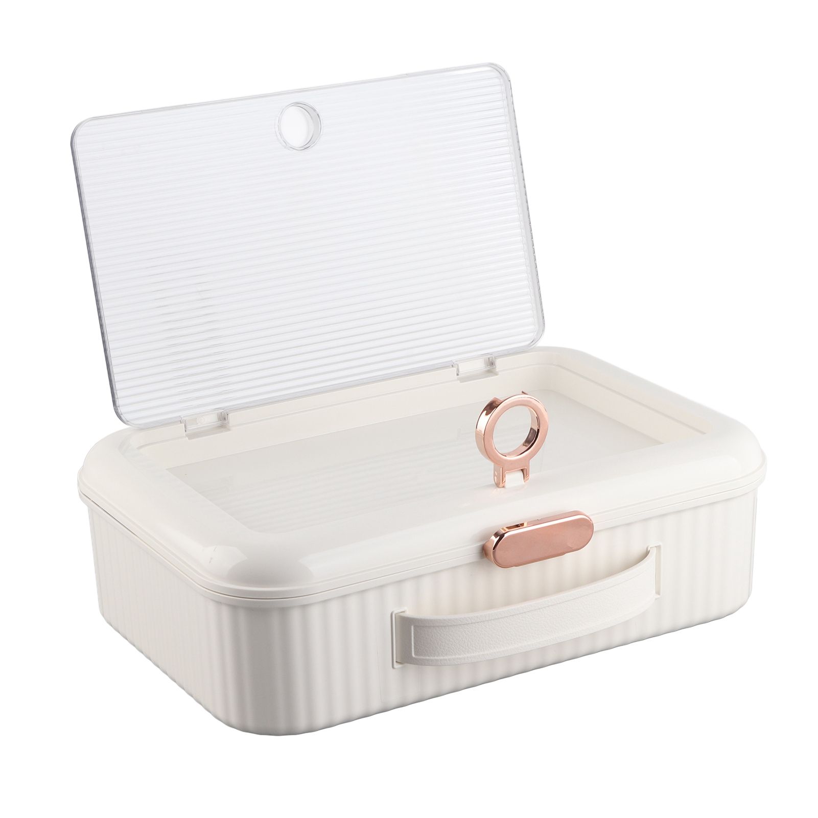 Multifunctional Document Storage Box Large Capacity Two Layer Liner Home Certificate Organizer White - Image 6
